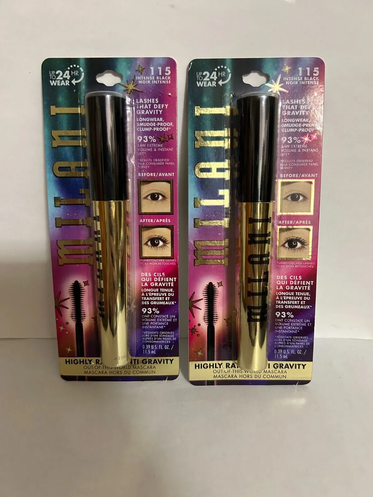 Product image for X2 Milani Highly Rated Anti Gravity Mascara 0.39oz #115 Intense Black NIB