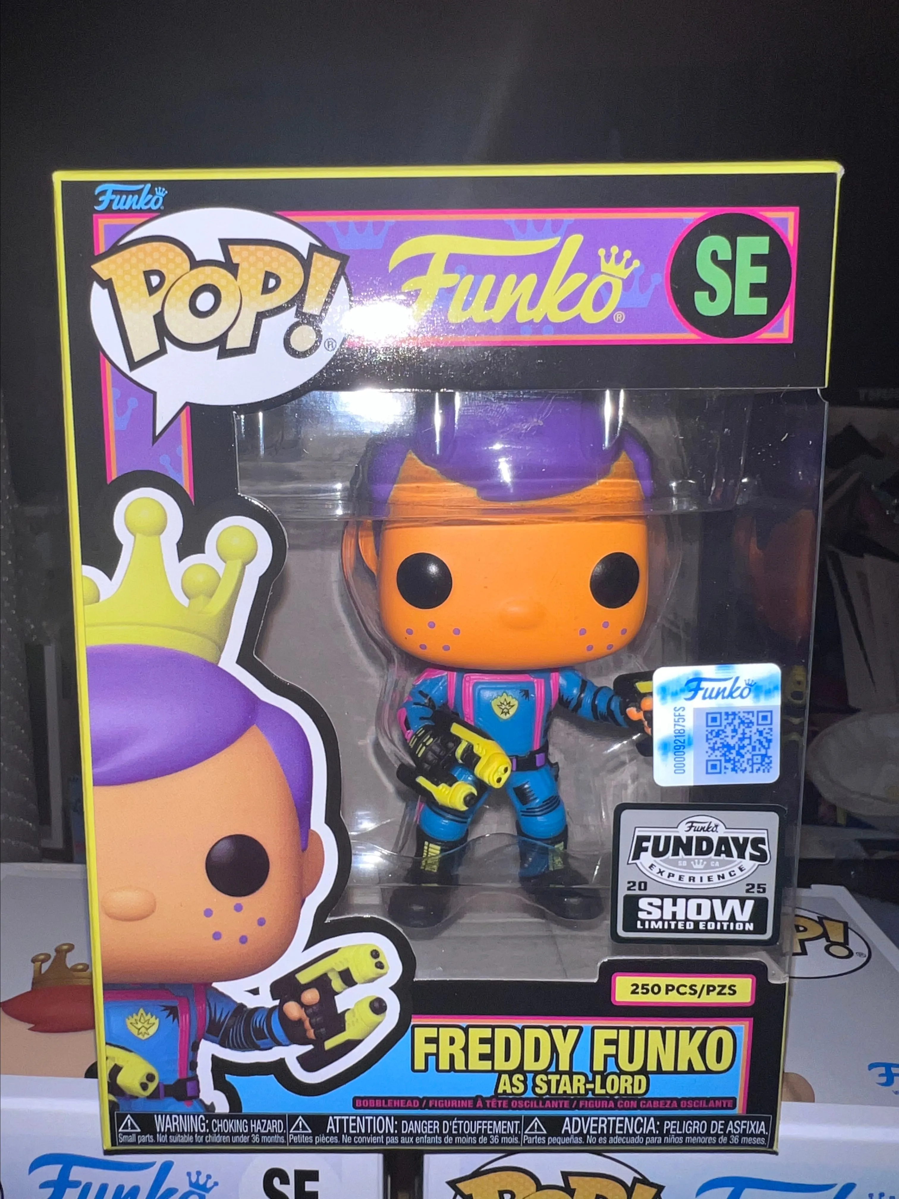 Product image for Fundays 2025 Freddy Funko as Star Lord Blacklight