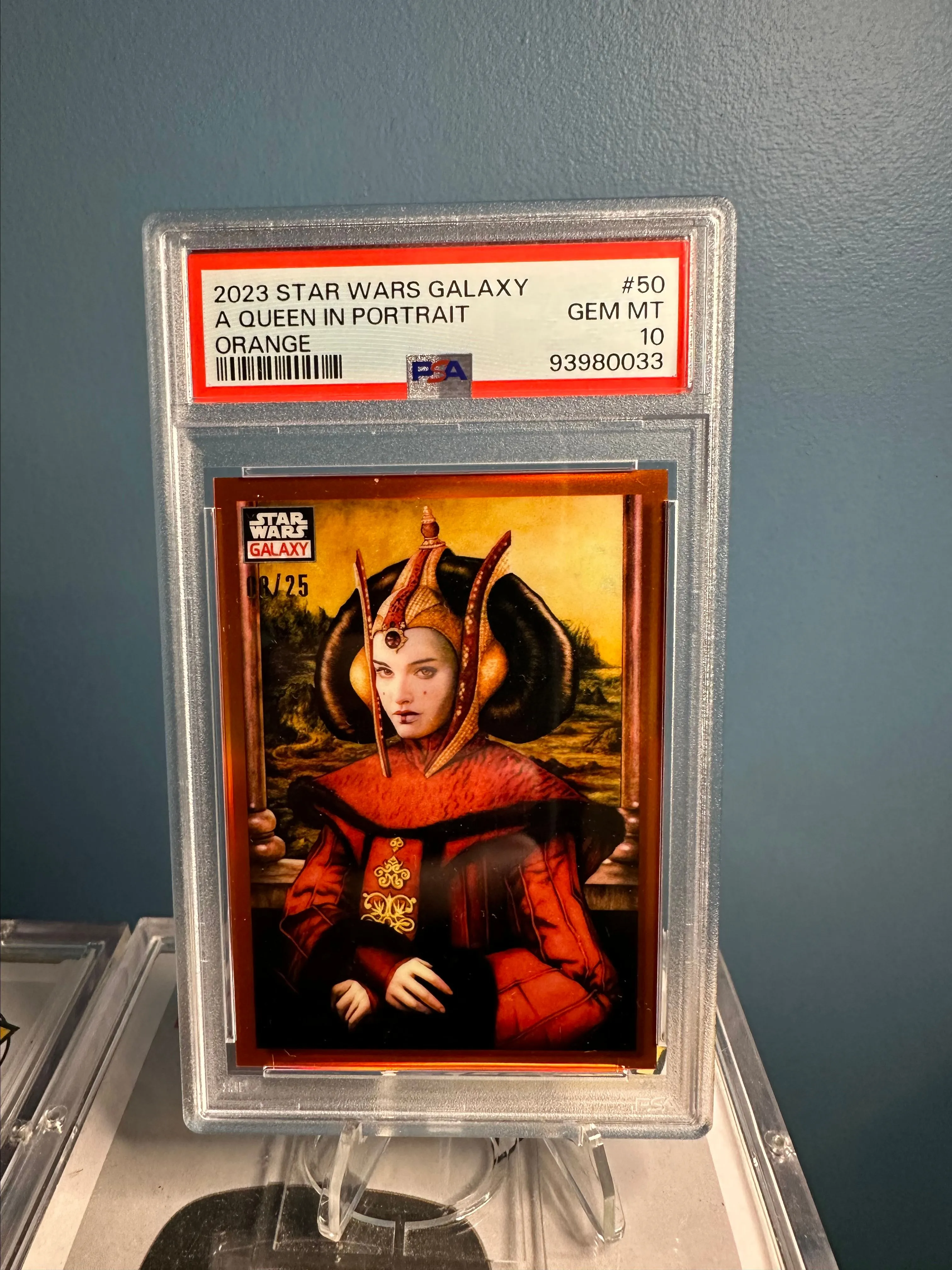 Product image for 2023 Topps Chrome Star Wars Galaxy A Queen In Portrait Orange Refractor PSA GEM MT 10