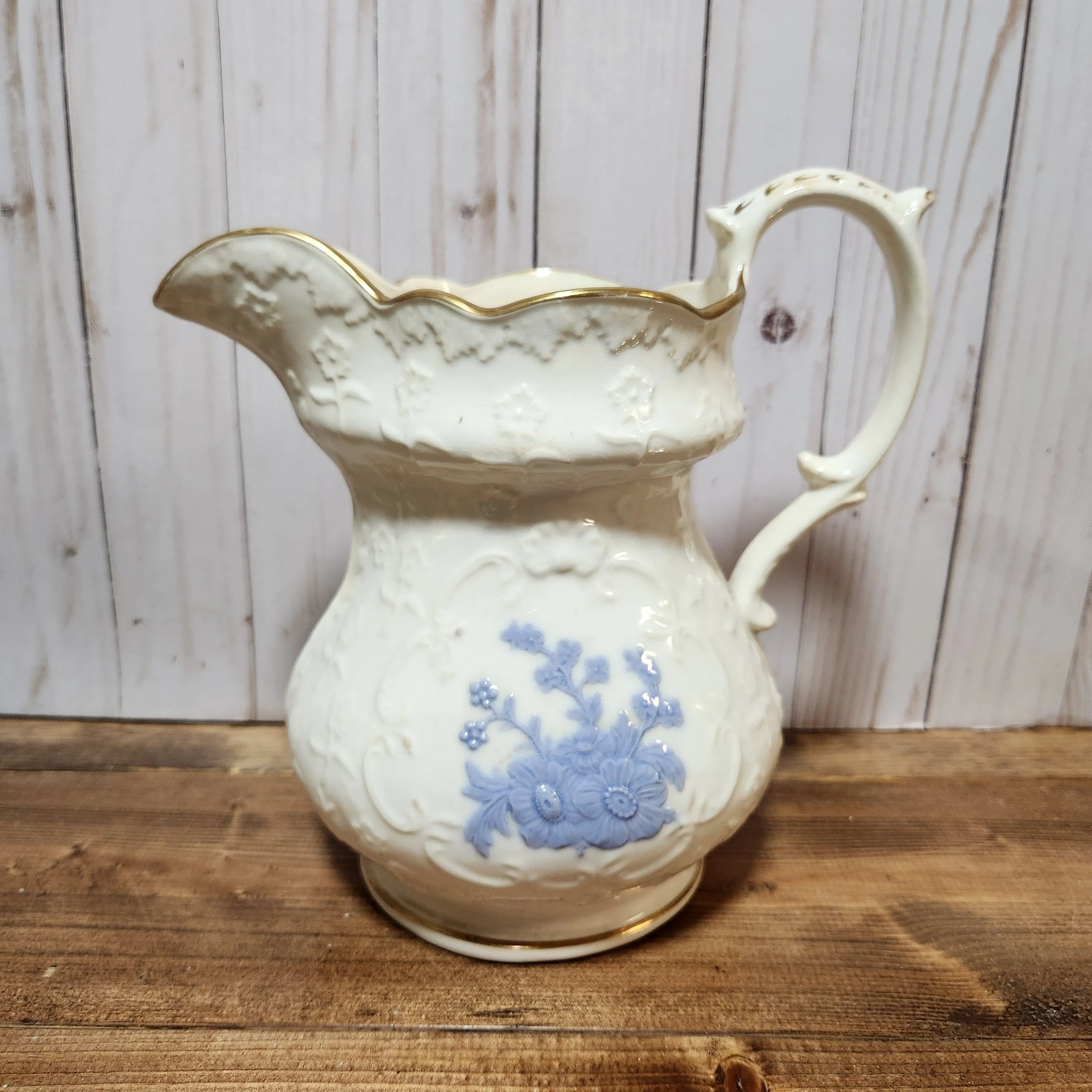 Product image for Gorgeous Large white/blue ornate pitcher