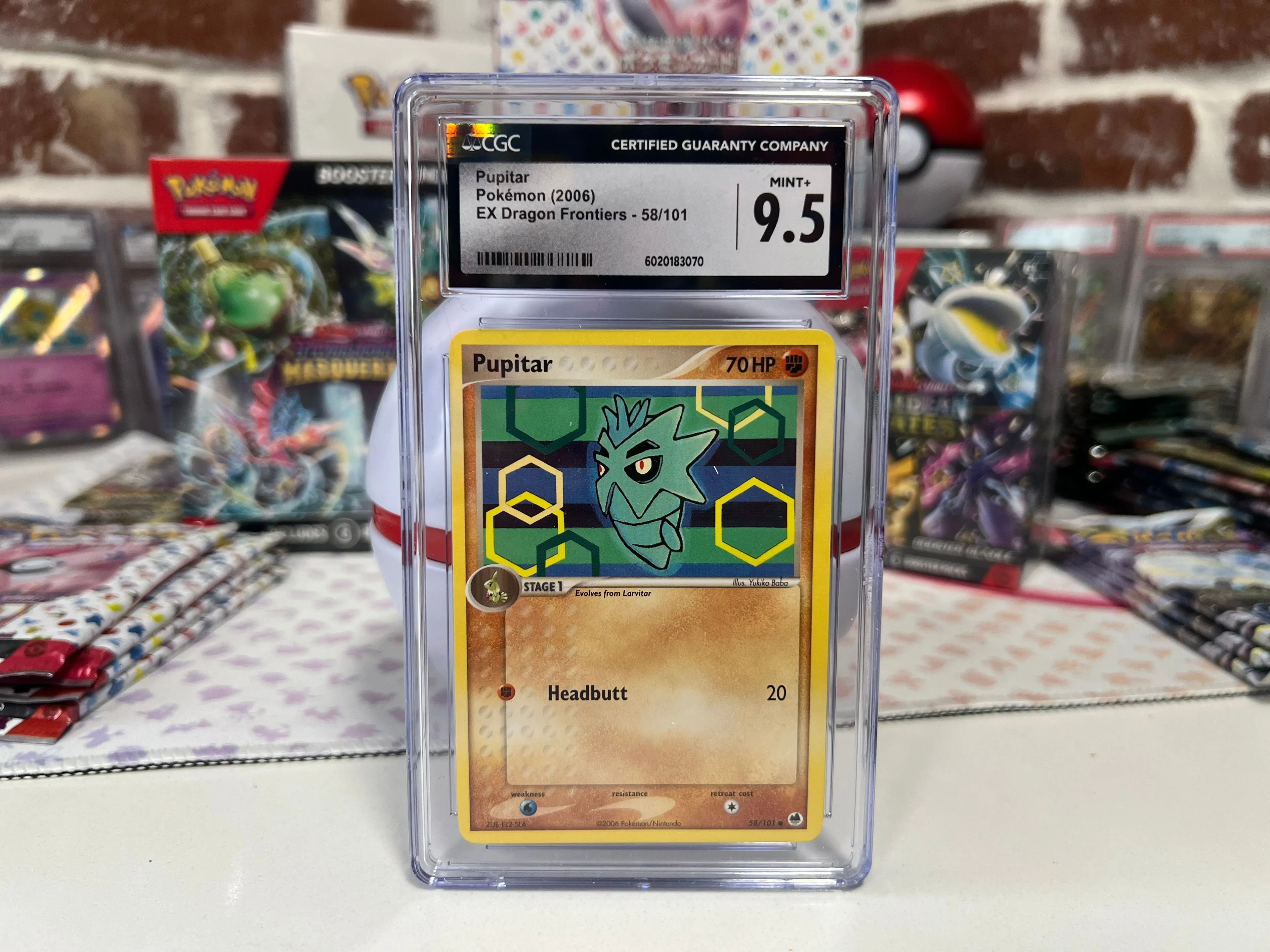 Product image for Pokémon 2006 EX Dragon Frontiers Pupitar 58/101 Mint+ 9.5 TCG Vintage Pokemon