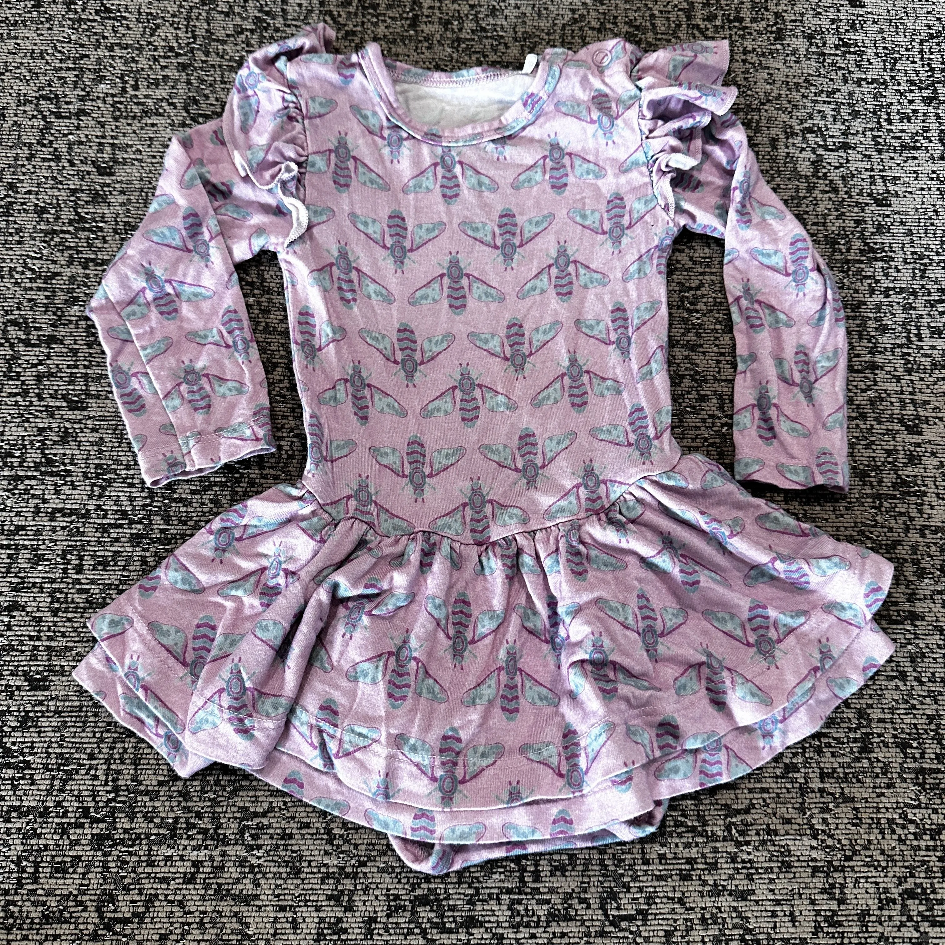Product image for Box A: 349: 3-6M Dream Jamms purple twirl bamboo bodysuit shirt top big print🎍