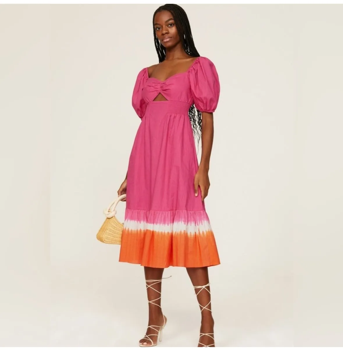 Product image for 25 NWT 395.00 Sachin & Babi Women's Bri Puff Sleeve Pink Midi Dress Size 10