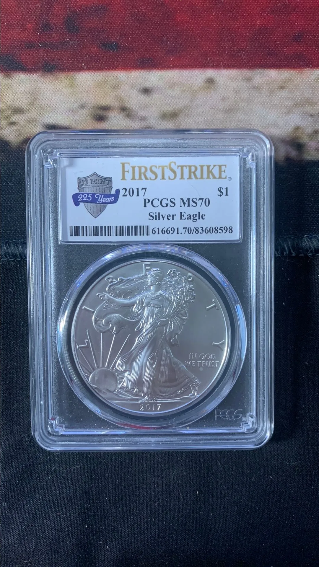 Product image for 2017 PCGS MS 70 FIRST STRIKE AMERICAN SILVER EAGLE ASE 225TH ANNIVERSARY OF THE U.S. MINT