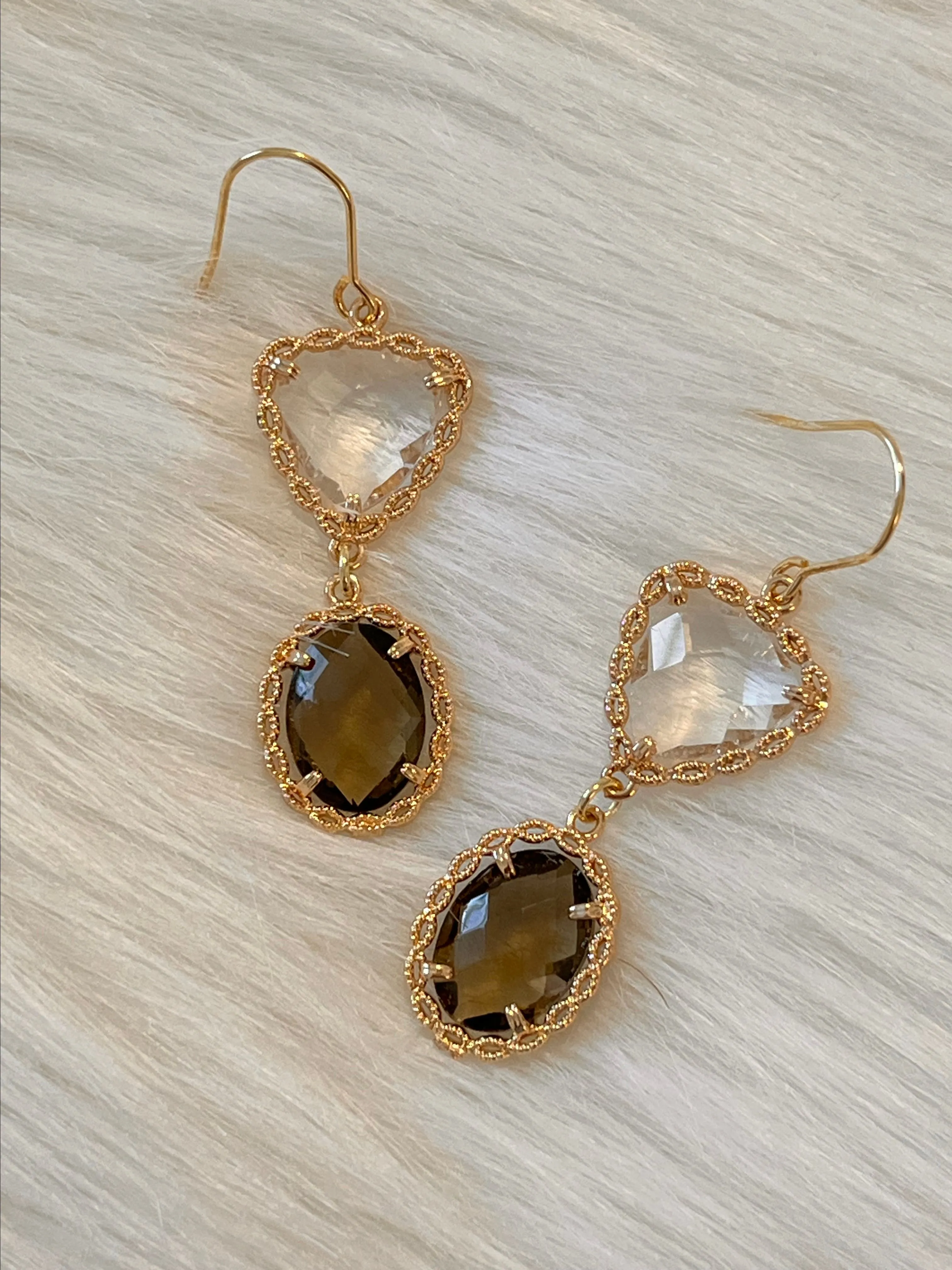 Product image for Brown crystal drop earrings 