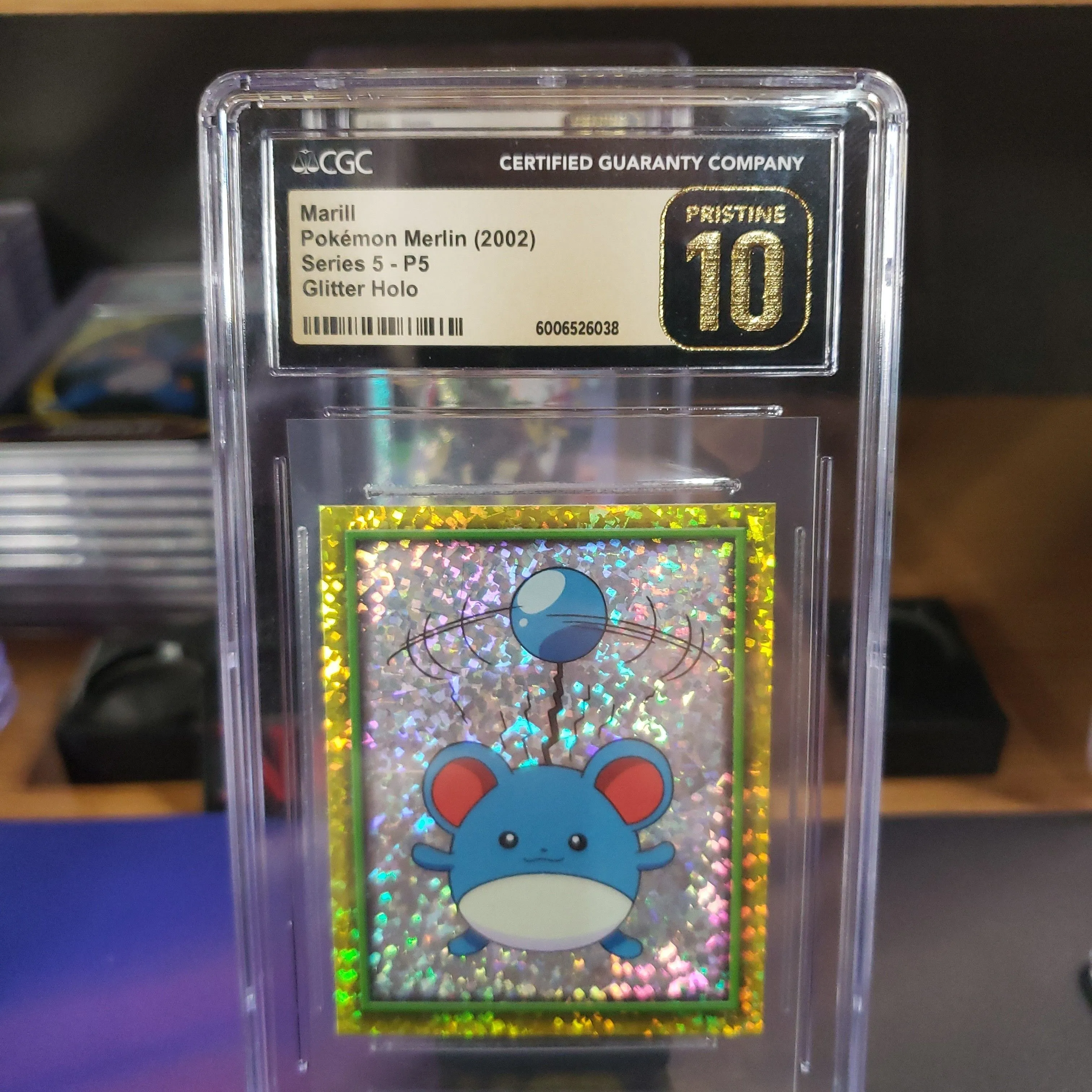 Product image for Marill Pokemon Merlin Series 5 2002 P5 Glitter Holo Pristine 10 CGC