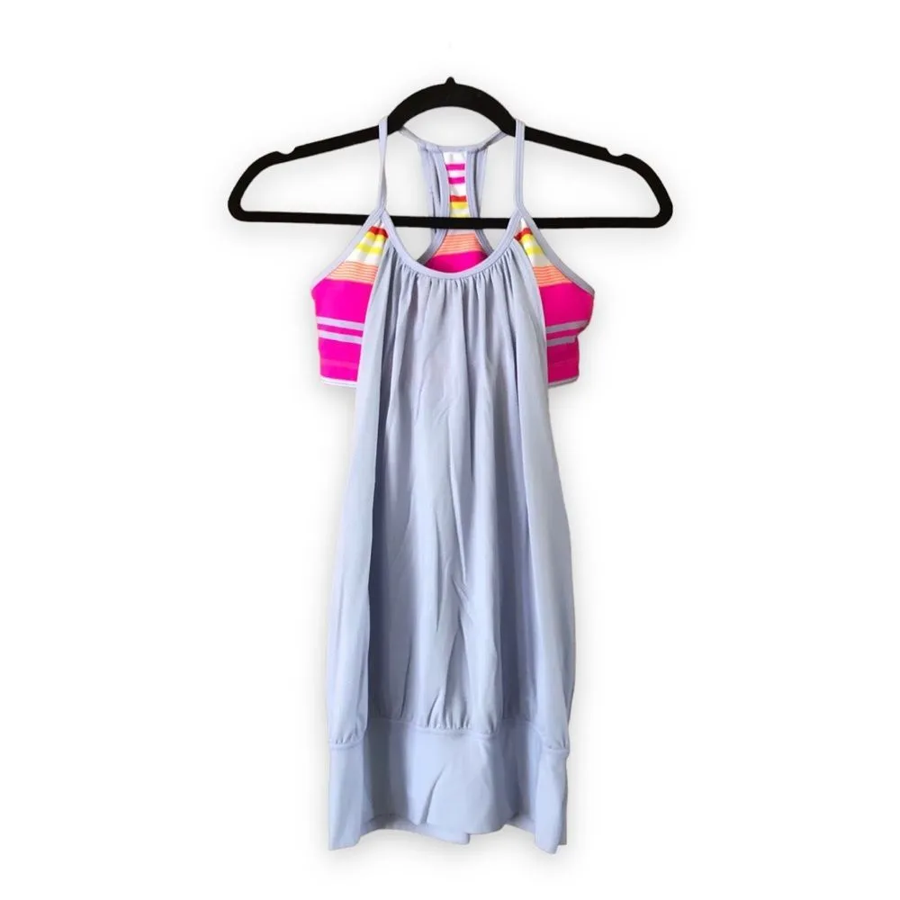 Product image for Lululemon No Limits Racerback Gray Pink Cool Breeze Groovy Stripe Size 4