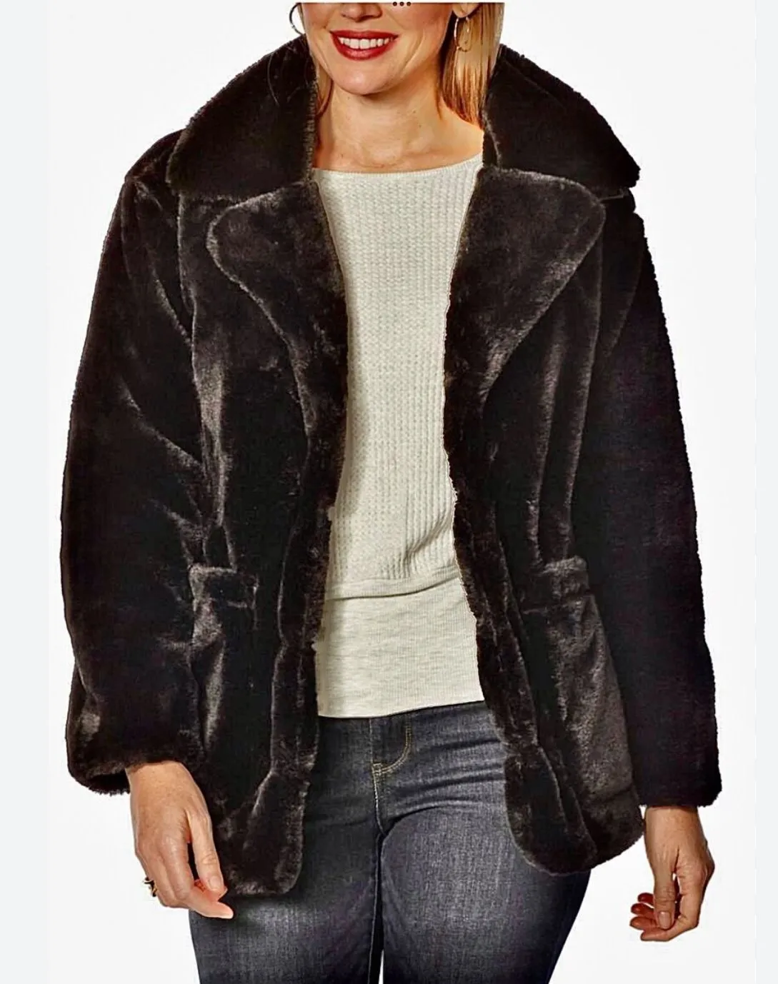 Product image for New Democracy Black Faux Fur Jacket