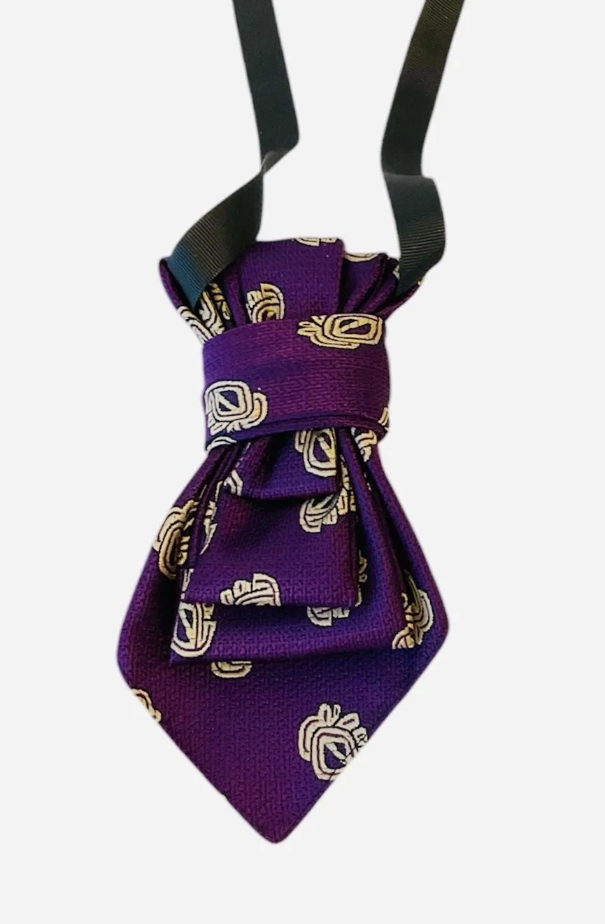 Product image for 86. Upcycled Tie Necklace Peissilan Purple with Golden Design