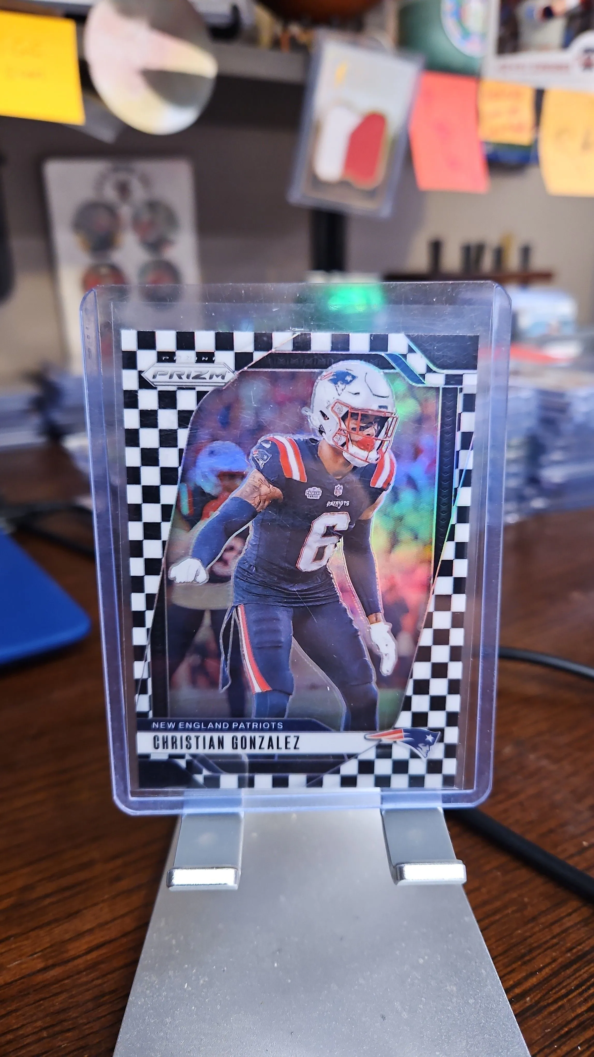 Product image for Christian Gonzalez SP...2024 Prizm White Checkerboard...Patriots
