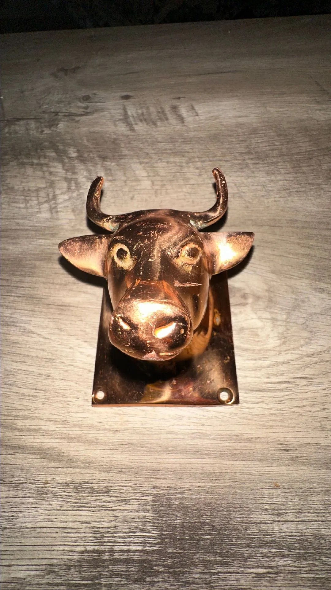 Product image for Vintage Copper Bull Coat Holder Hanger Korea