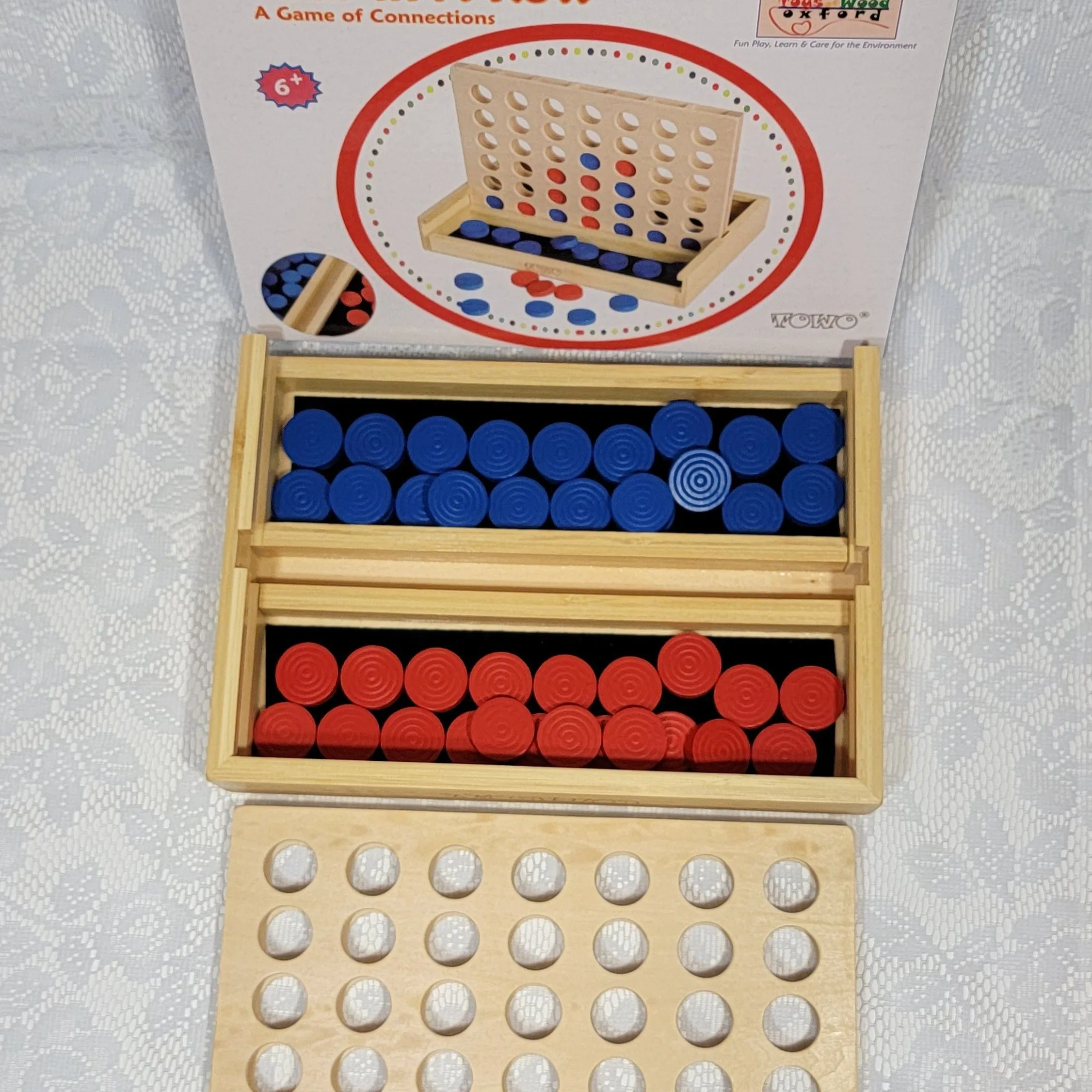 Product image for Wooden Four in a Row A Strategy Game of Connections by TOWO Toys Wood of Oxford