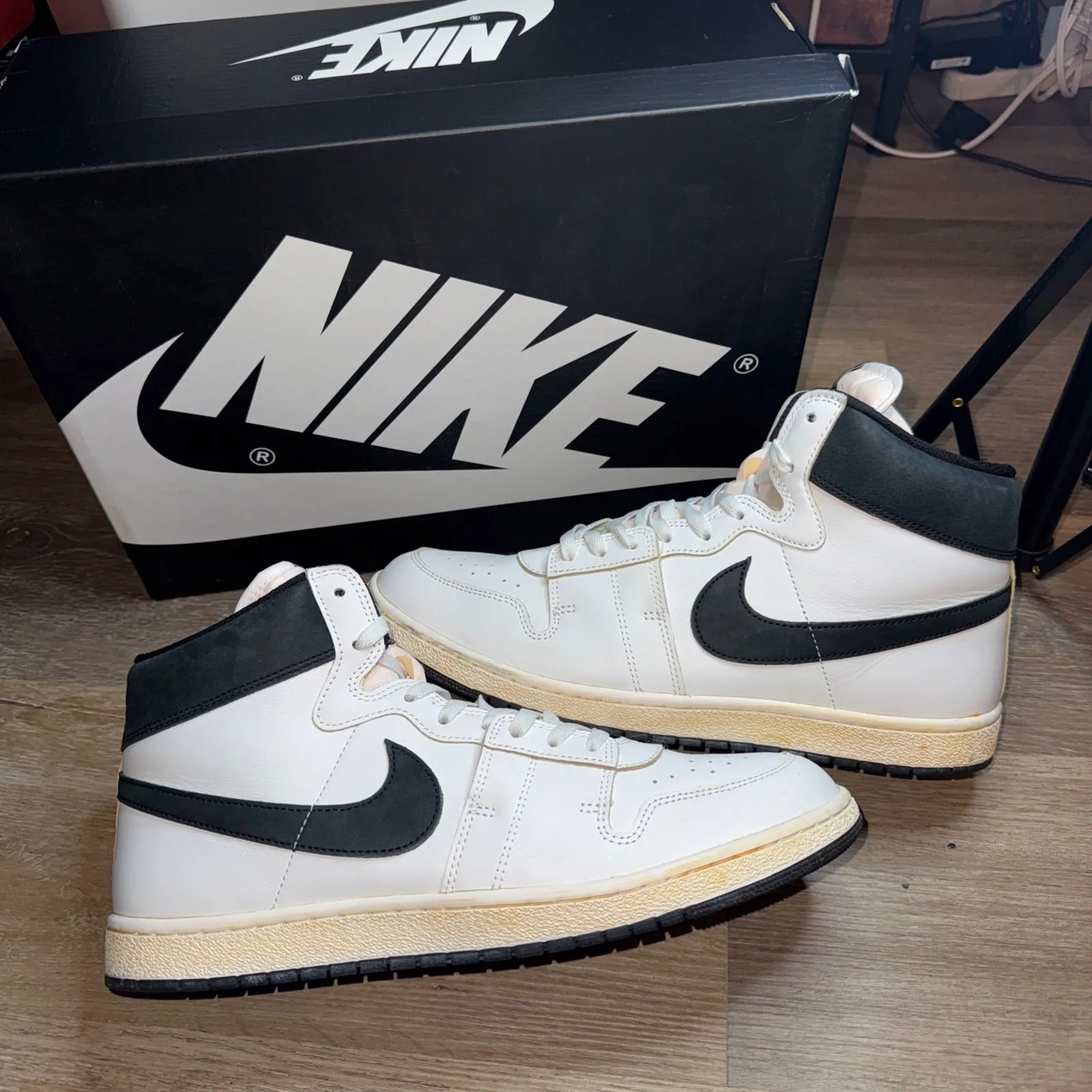 Product image for JORDAN 1 AIR SHIP A MA WHITE BLACK SIZE 15