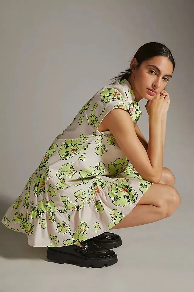 Product image for Maeve Swiss-Dot Tiered Mini Dress