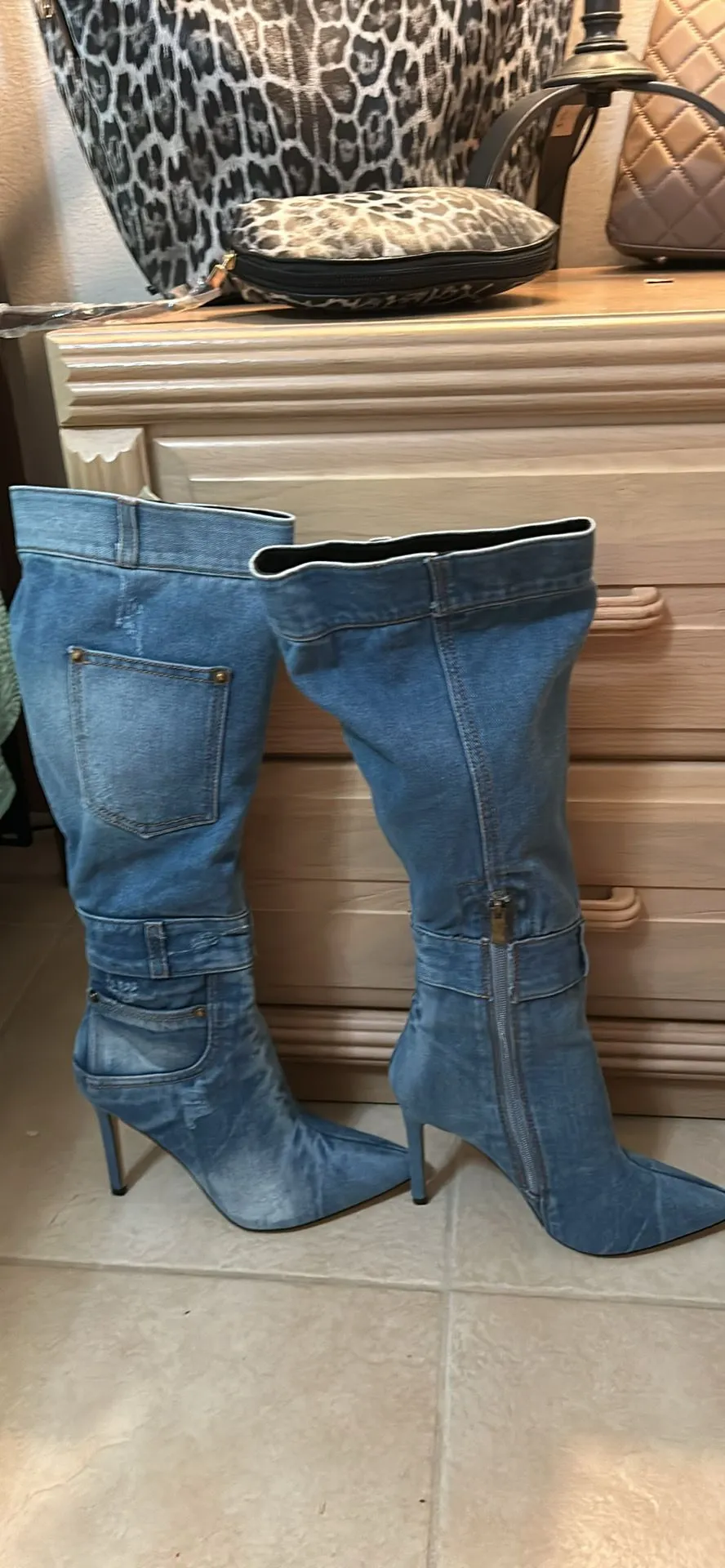 Product image for Women's knee high denim boots. brand New
