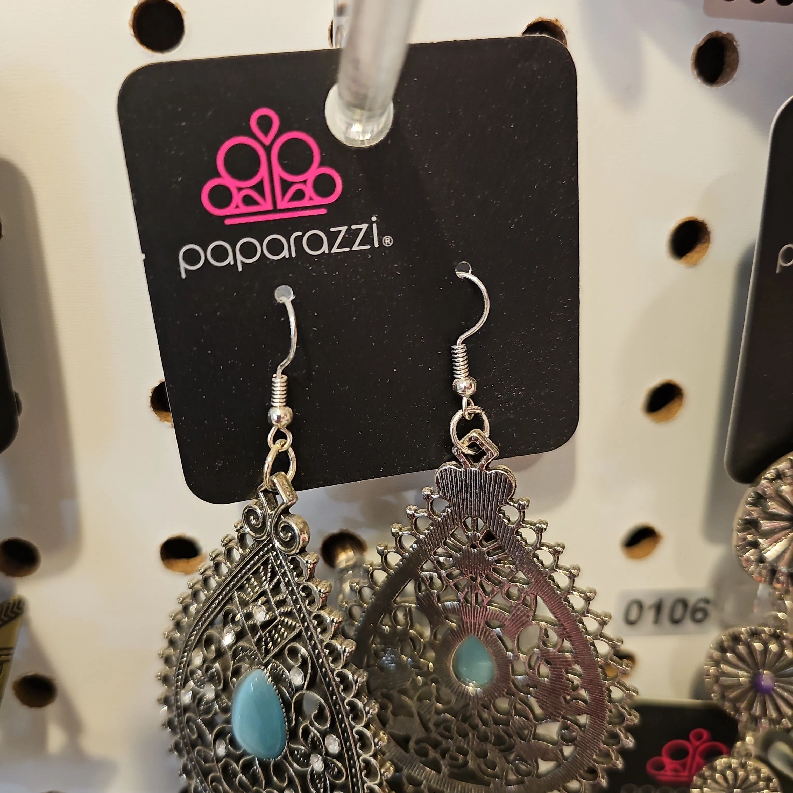 Product image for Sliver and Turquoise Large tear drop earrings