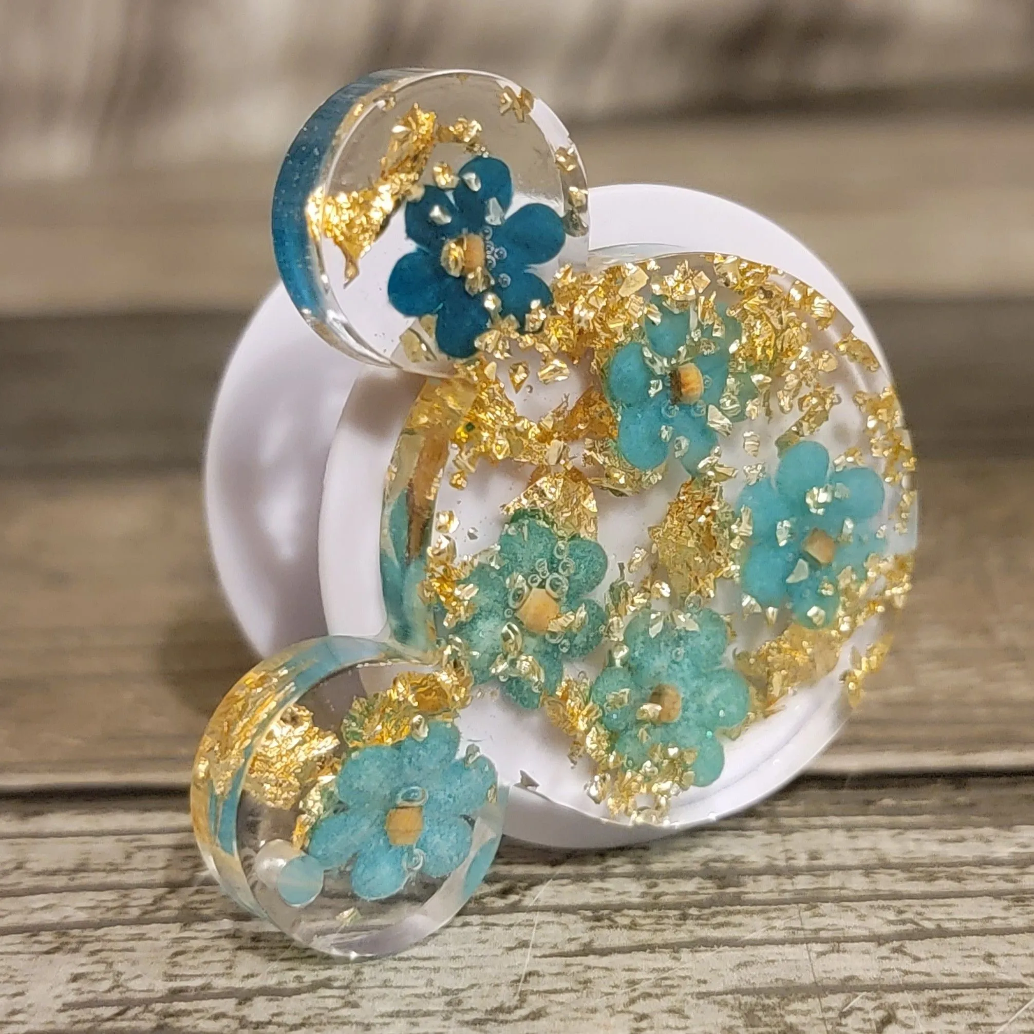 Product image for Blue/Gold Flowers Mouse Ears Phone Socket/Holder