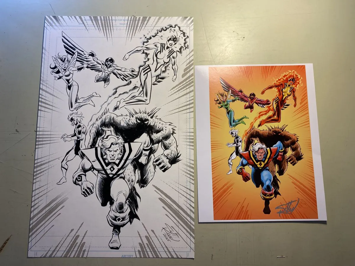 Product image for Futurians Dave Cockrum Homage Giant 13"x19" Original Comic Art by Scott Reed