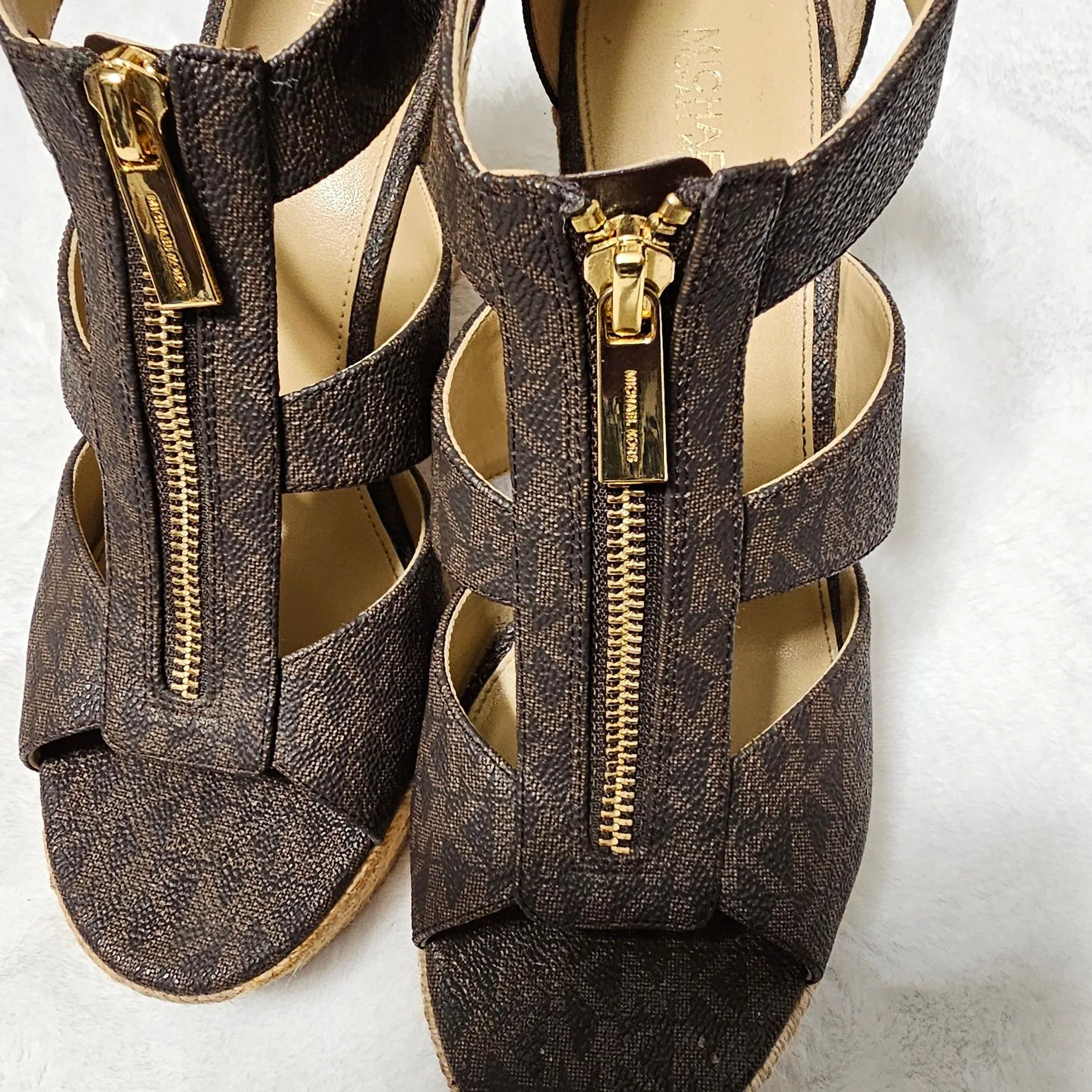 Product image for SOLD *Michael Kors monogram print wedges US 8.5