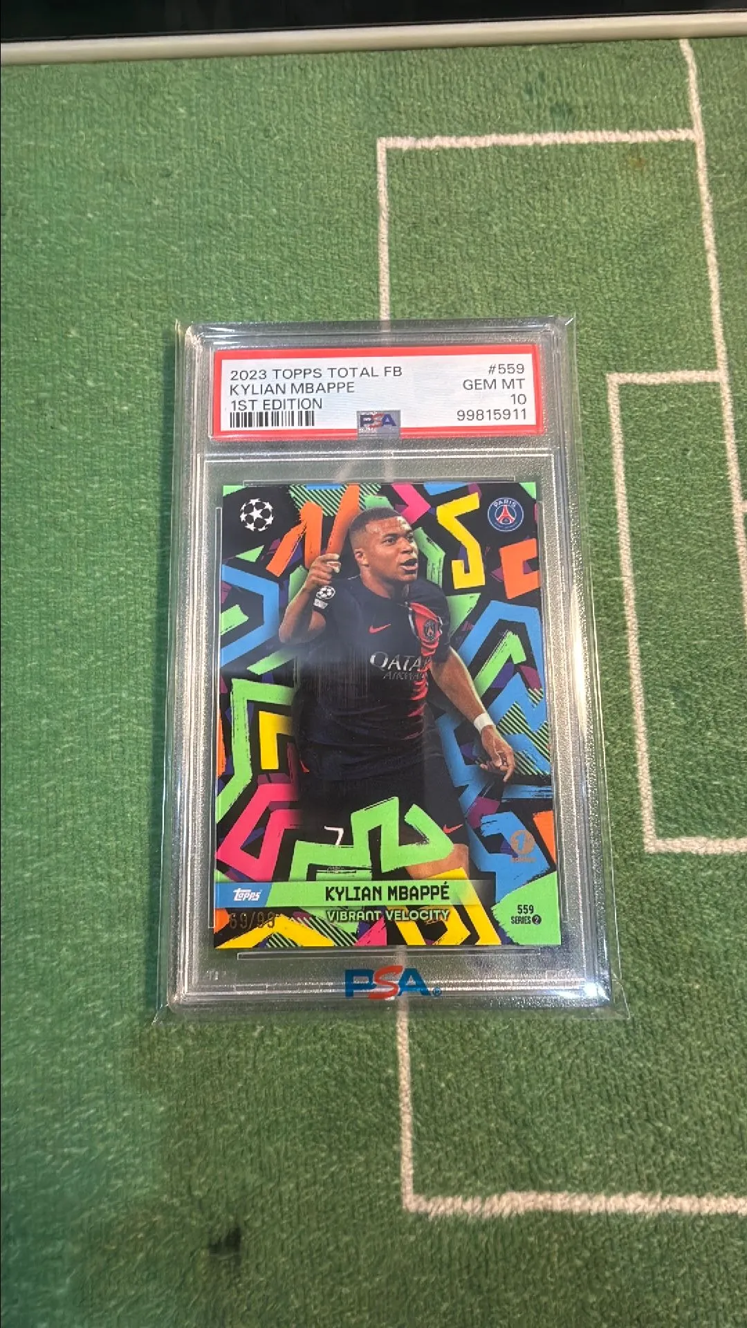 Product image for 2023 Topps Total Football Kylian Mbappe 1St Edition PSA GEM MT 10
