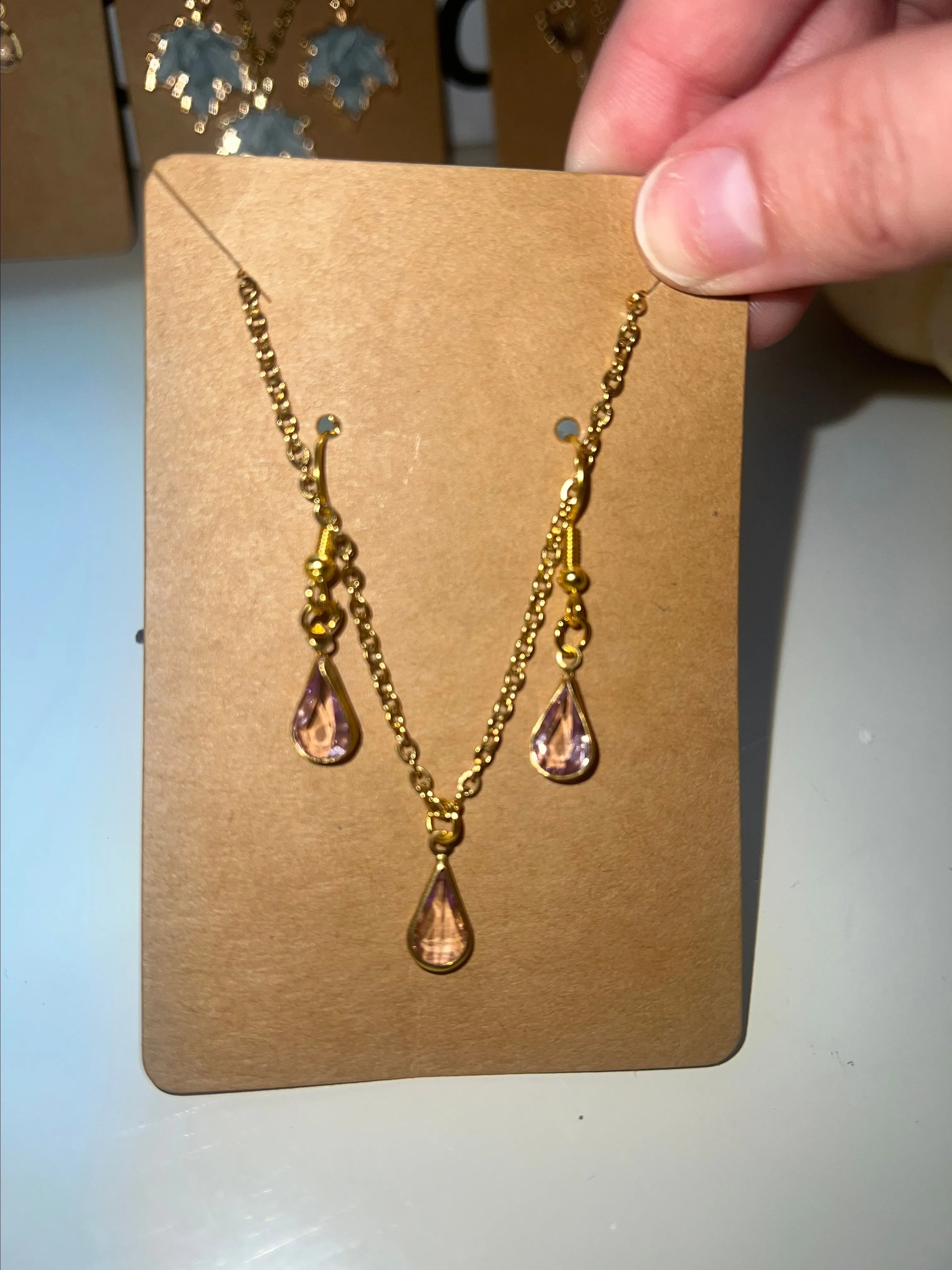 Product image for Pink Necklace & earring set #3