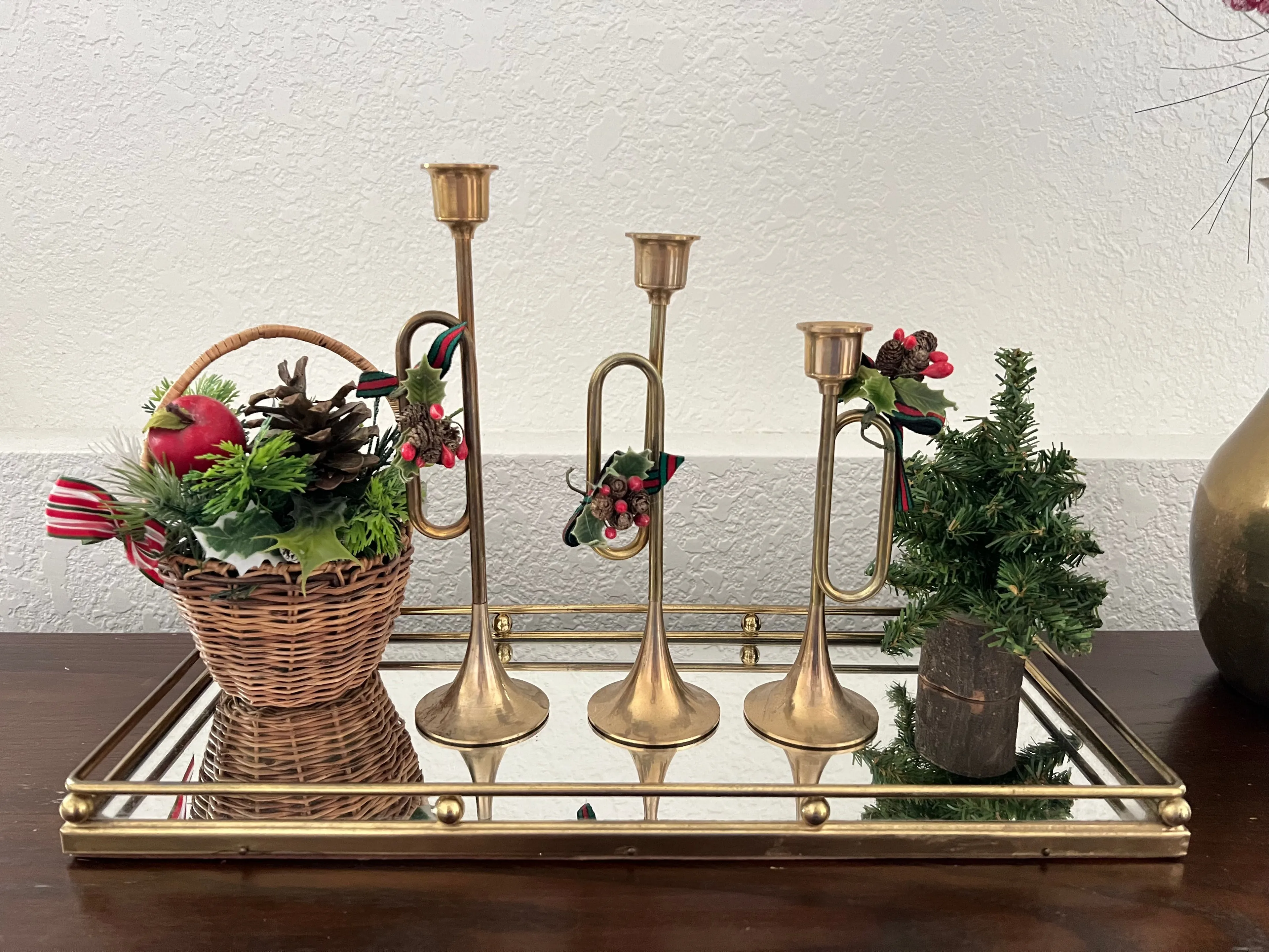 Product image for Vintage Brass Mirrored Tray
