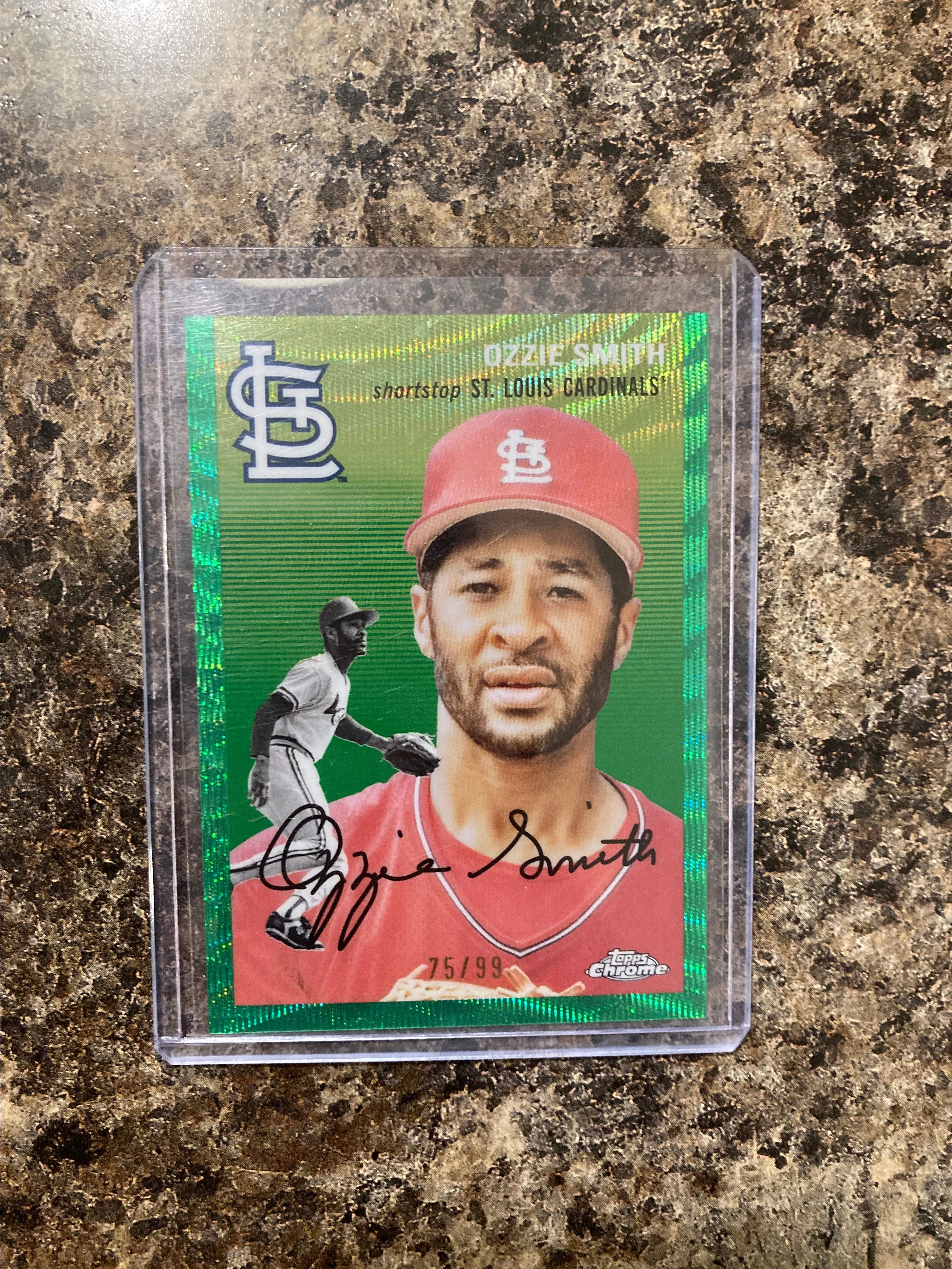 Product image for Ozzie Smith 2023 Topps chrome platinum anniversary green refractor /99
