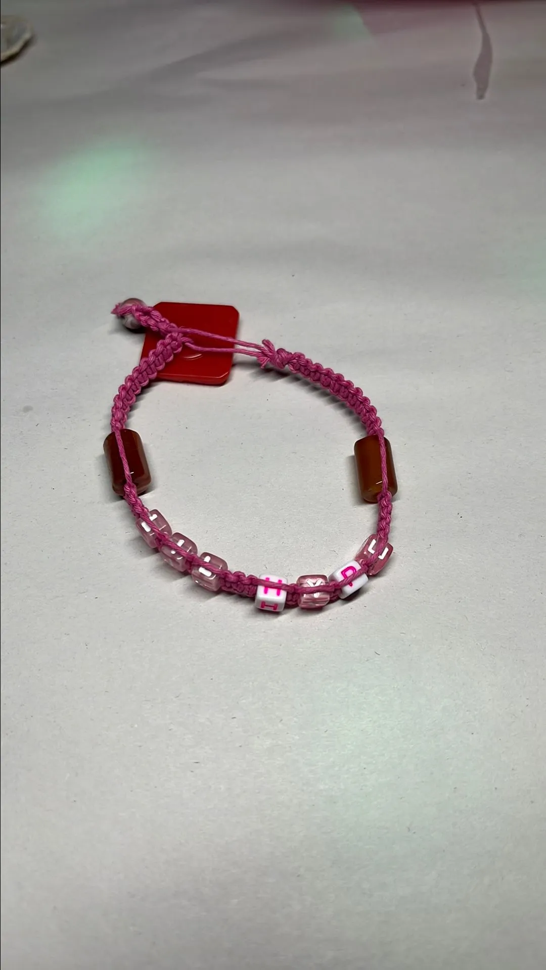 Product image for Bracelet - #07 - Lil_Hype Pink & White Button Clasp w/ adjustable loop