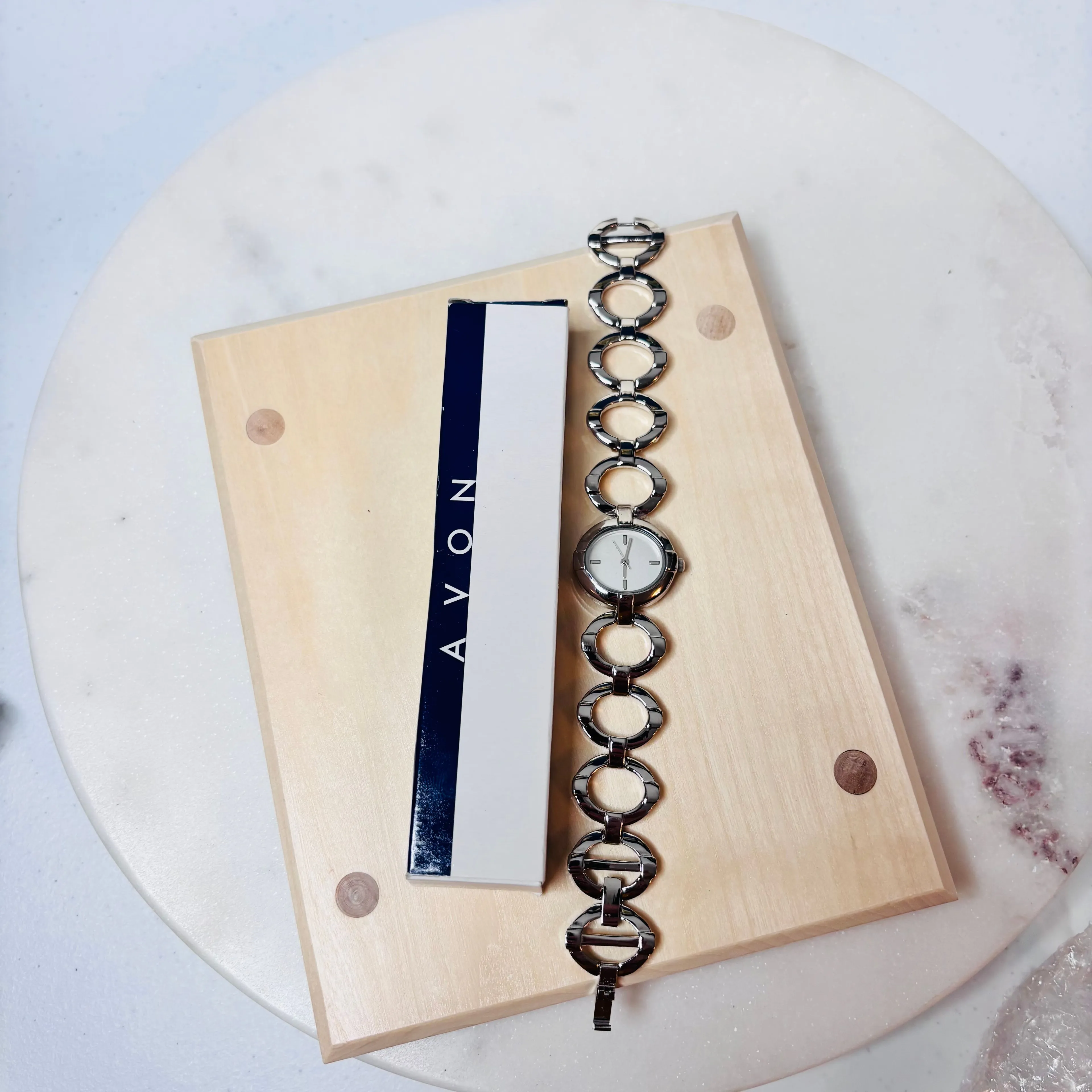 Product image for AVON WATCH #12 silver-tone circles