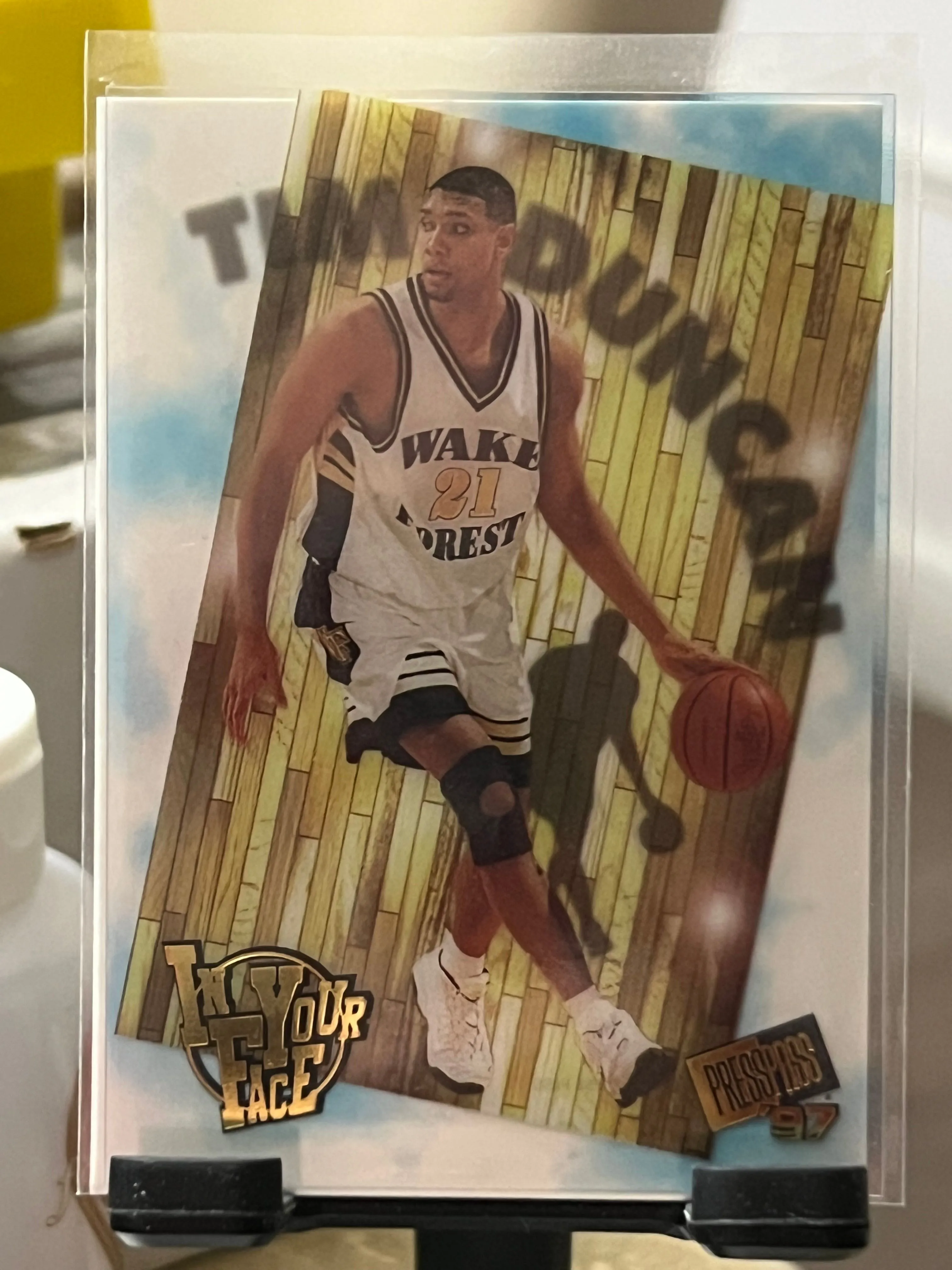 Product image for Basketball 🏀 1997 Press Pass Tim Duncan In Your Face Acetate