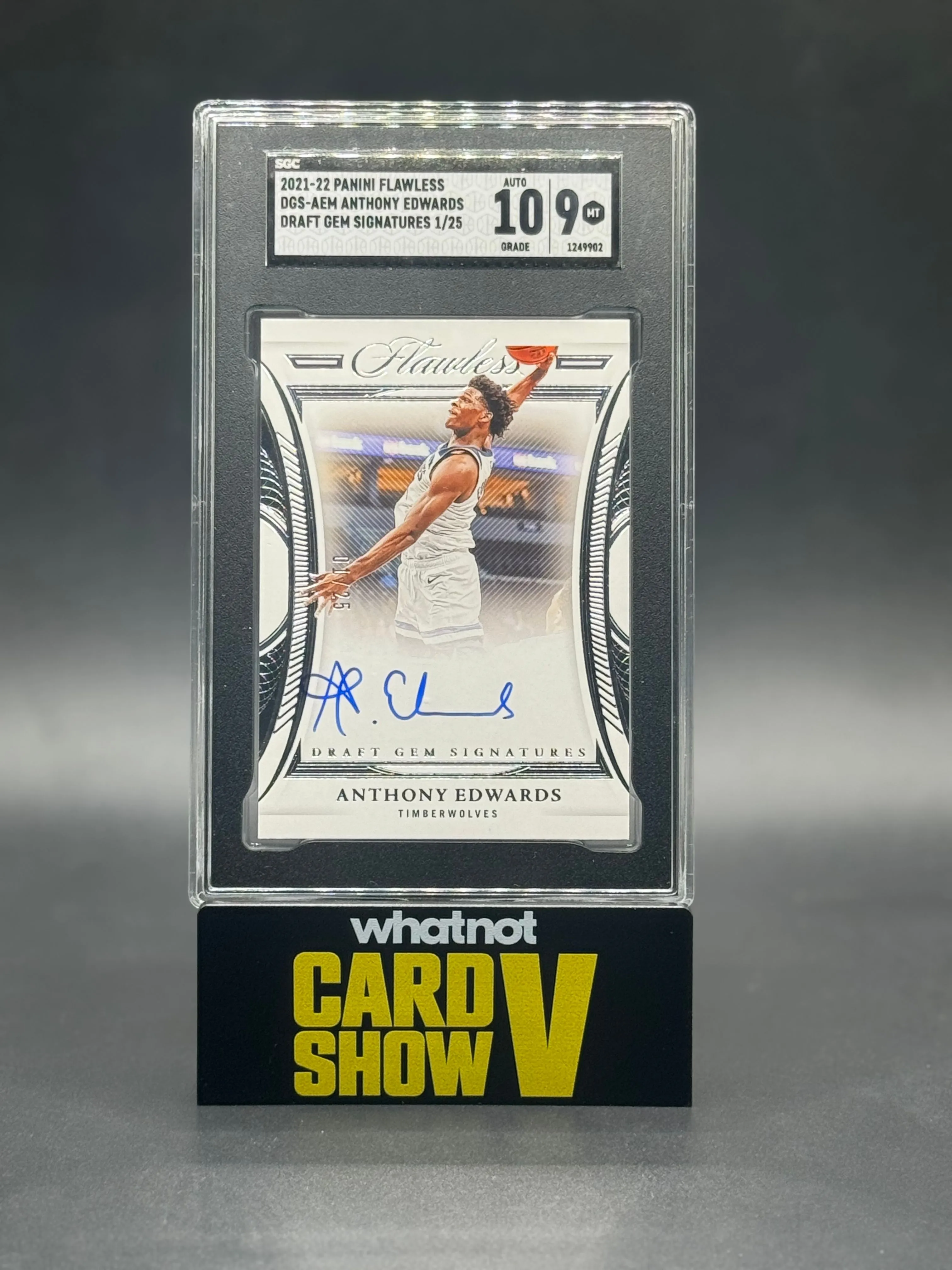 Product image for 2021-22 Panini Flawless Anthony Edwards SGC Draft Gem Sigs. 9