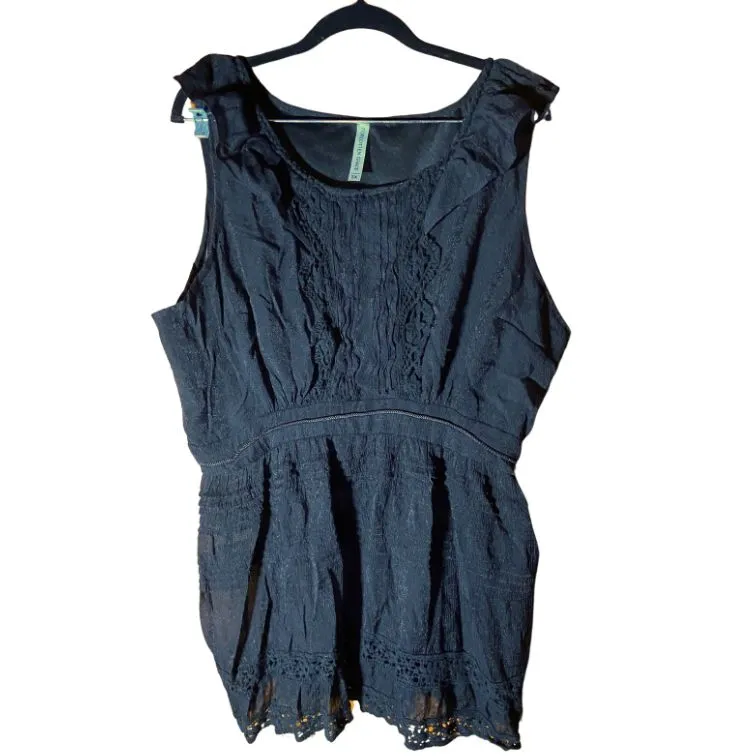 Product image for Blouse Plus Size Sleeveless Black Peasant Boho Office Victorian Goth 3X