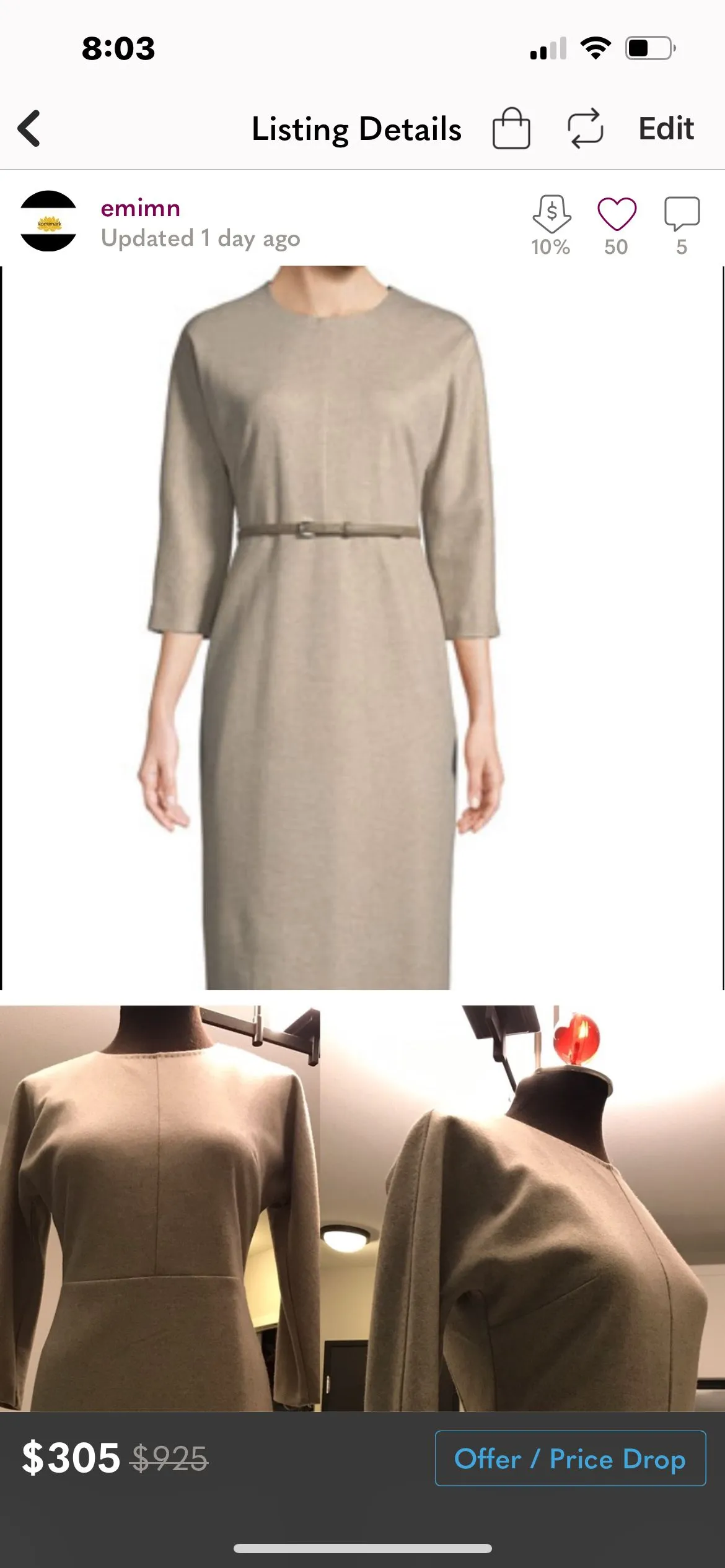 Product image for $900 Maxmara Wool dress