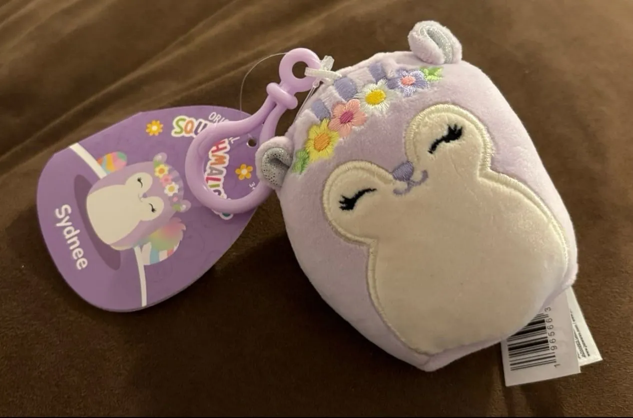Product image for Squishmallows 2024 Easter Squirrel Sydnee 3.5" Mini Clip-On Keychain Plush NWT
