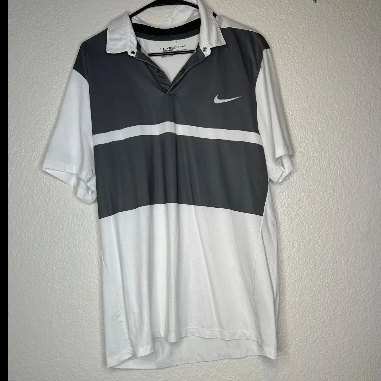 Product image for Nike Dri Fit Golf Tee XL White Grey White Swoosh