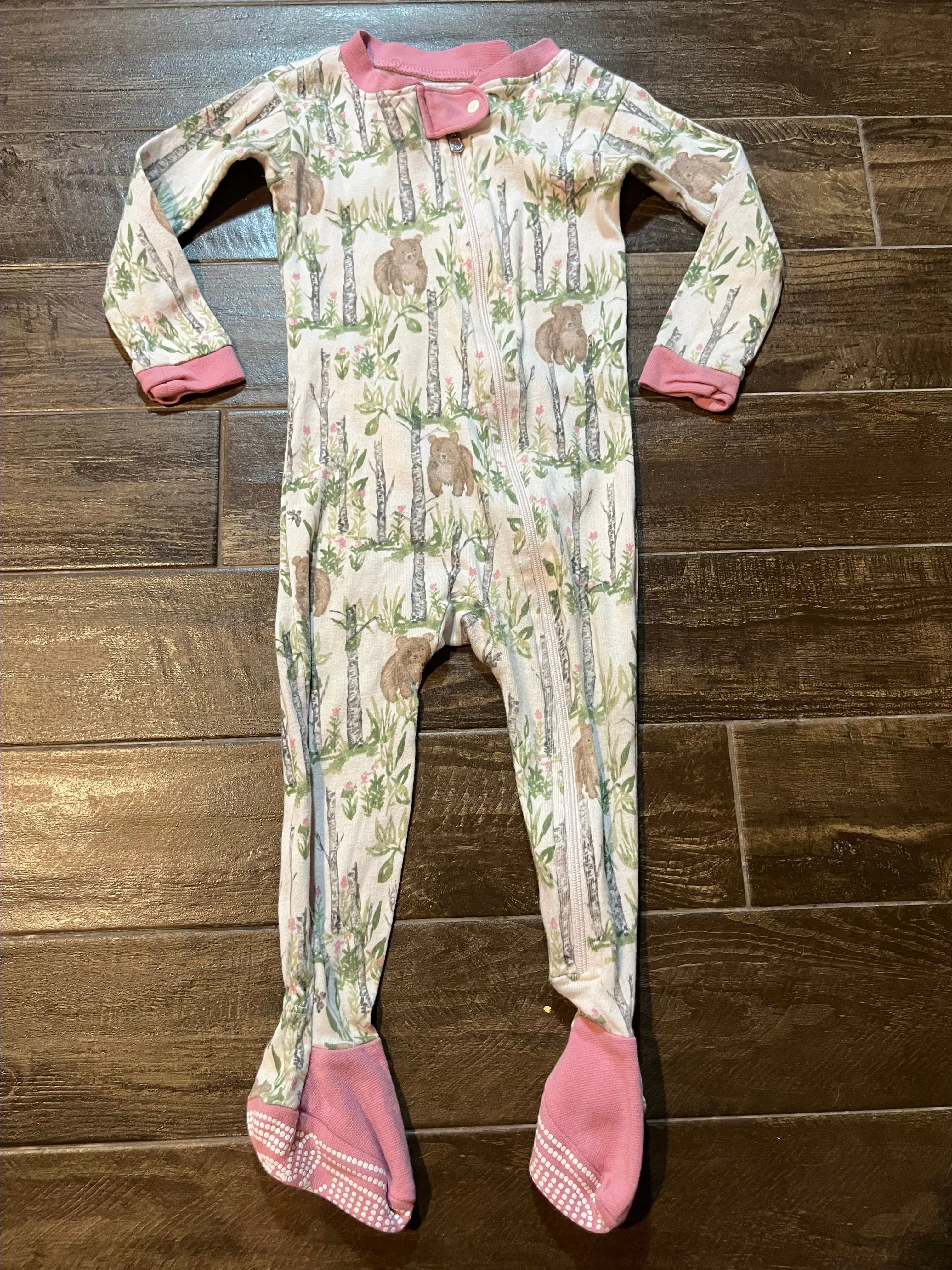 Product image for Burt’s bees baby 12 months girl zipper footie bears sleeper