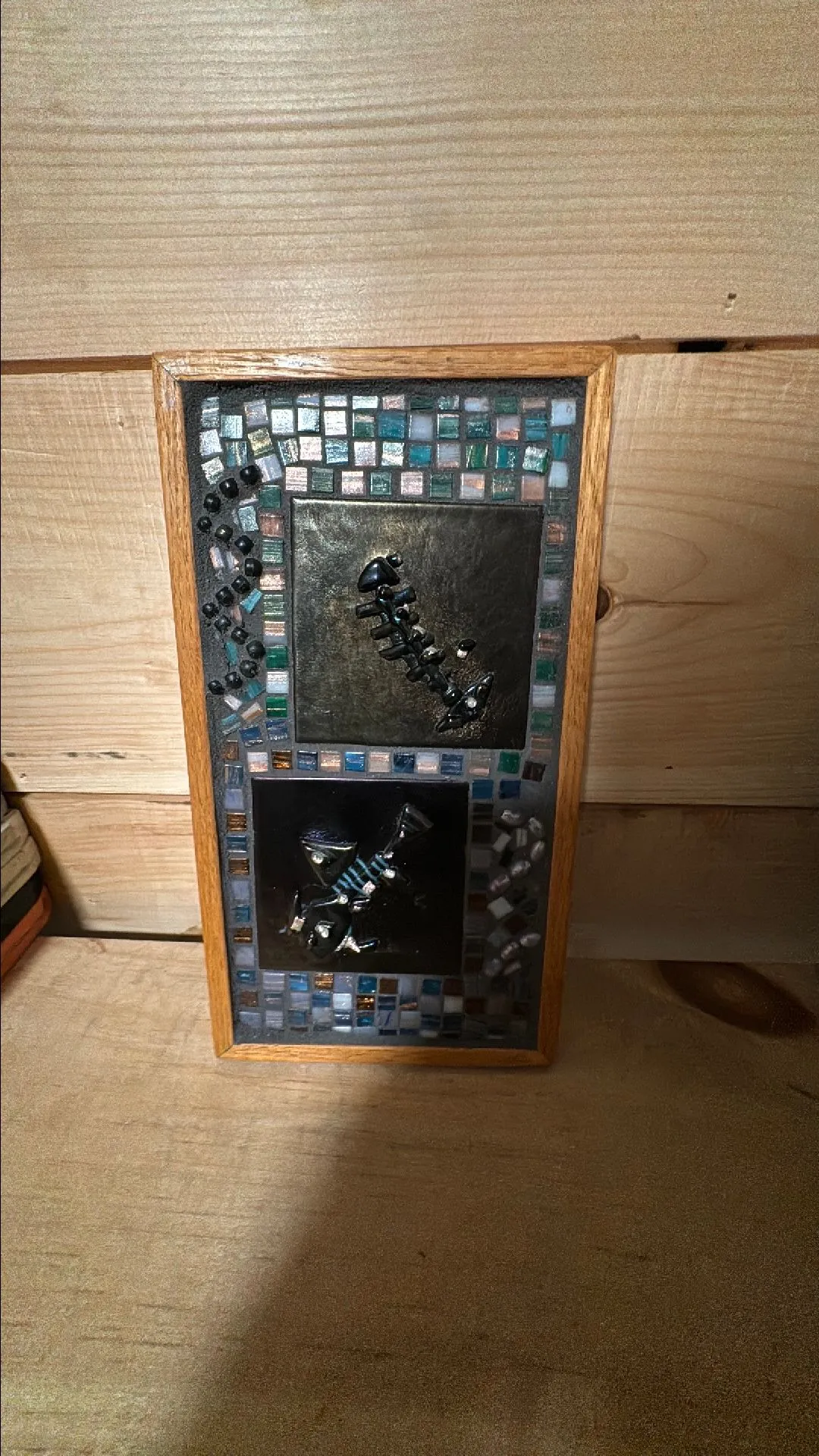 Product image for Fused & mosaic glass abtract fish wall hanging