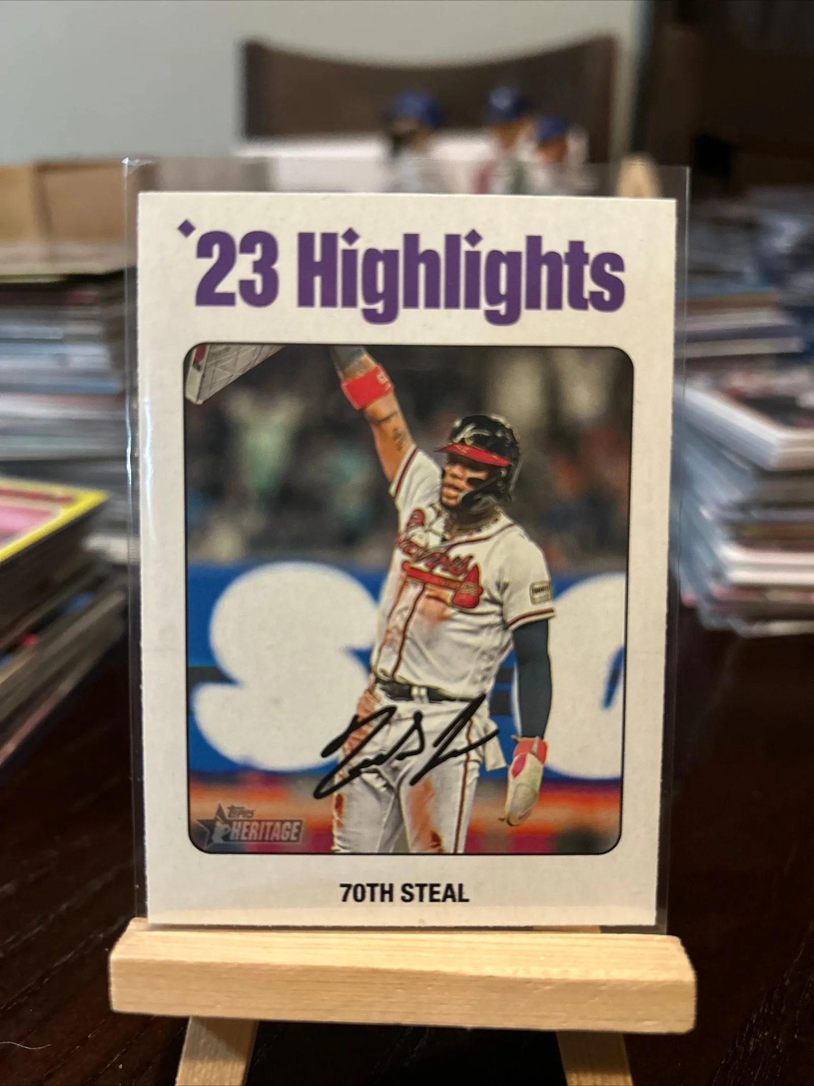 Product image for 2024 Topps Heritage 23 Highlights 70 Steals White Border SP #1 Ronald Acuna