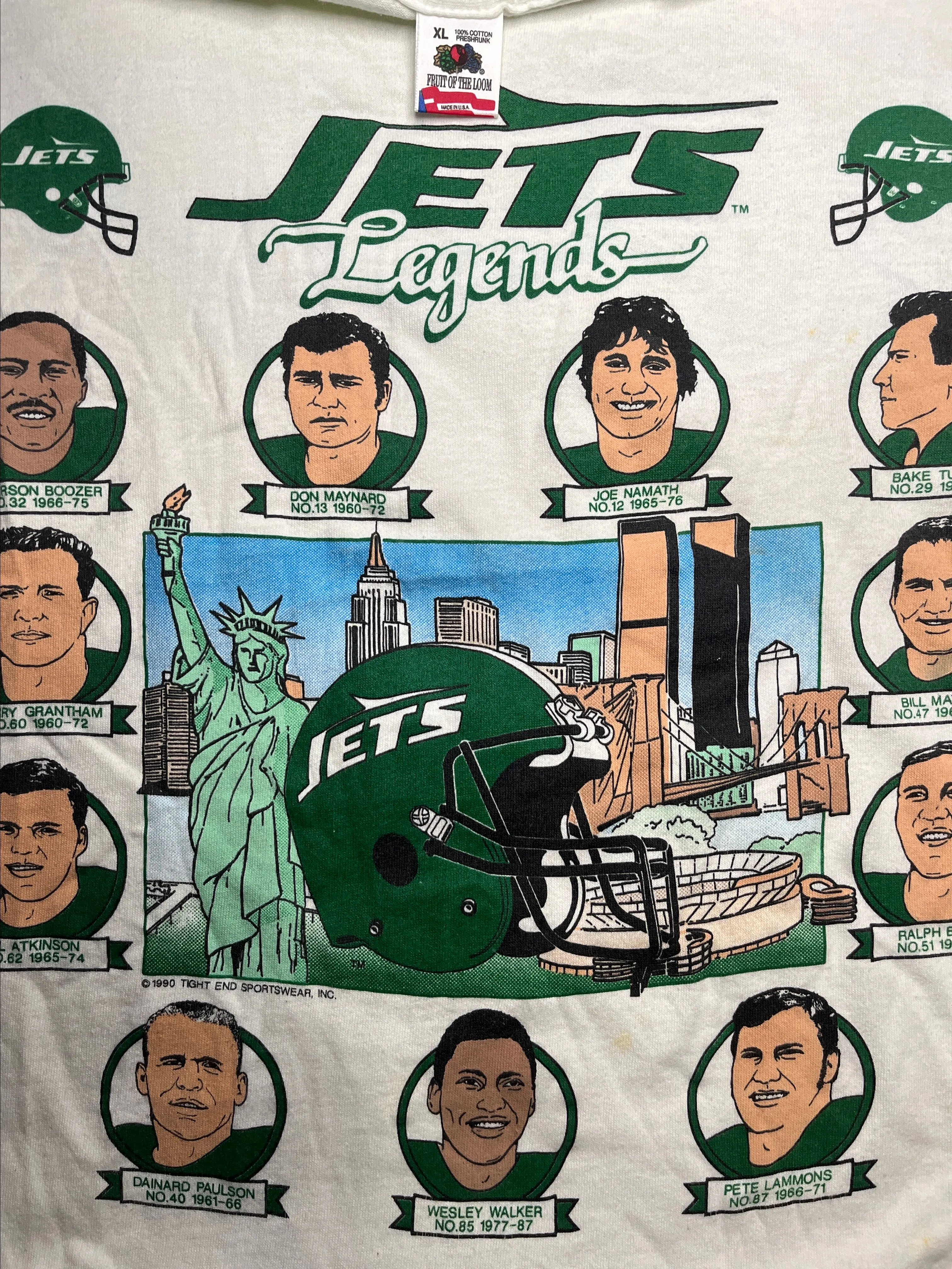 Product image for 28. 1990 New York Jets Legends Tee Sz XL (23.5x30)