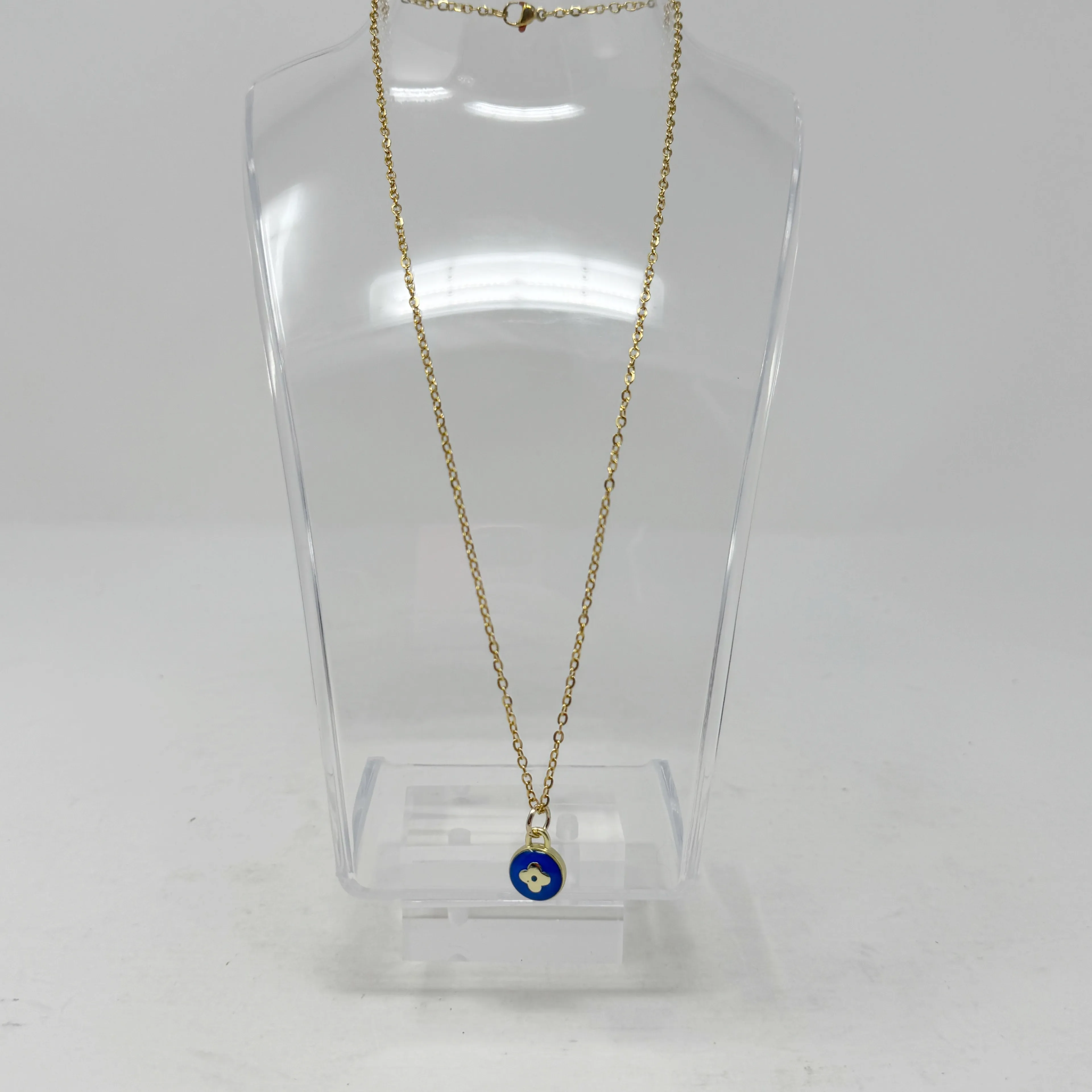 Product image for LOUIS VUITTON Upcycled Blue/Gold Clover Necklace