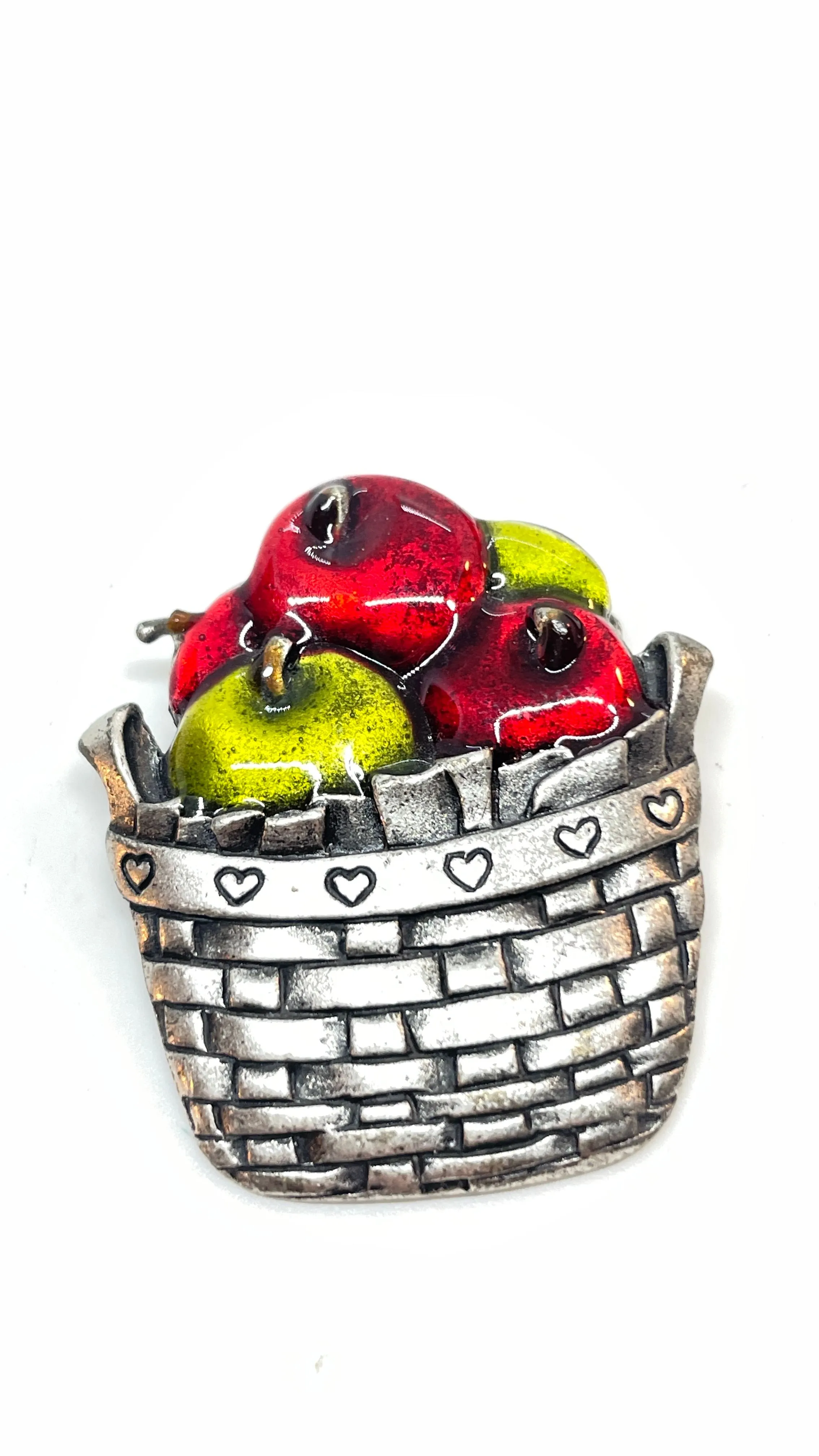 Product image for AJMC Enameled •Bushels of love. Apple brooch pin