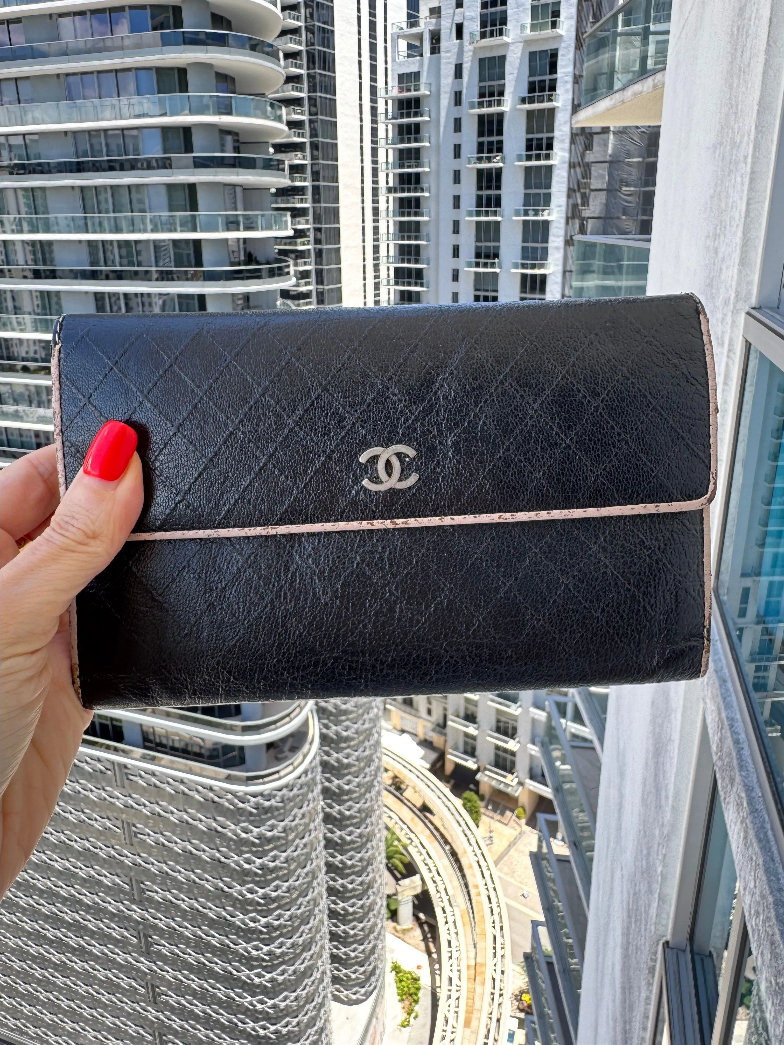 Product image for 10. CHANEL Tri Fold Long Wallet Bicolor