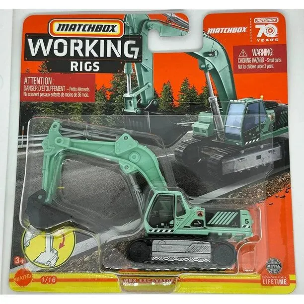 Product image for Matchbox 2023 Real Working Rigs 70 Years Anniversary - Assorted Style (Style:MBX Excavator;) 
