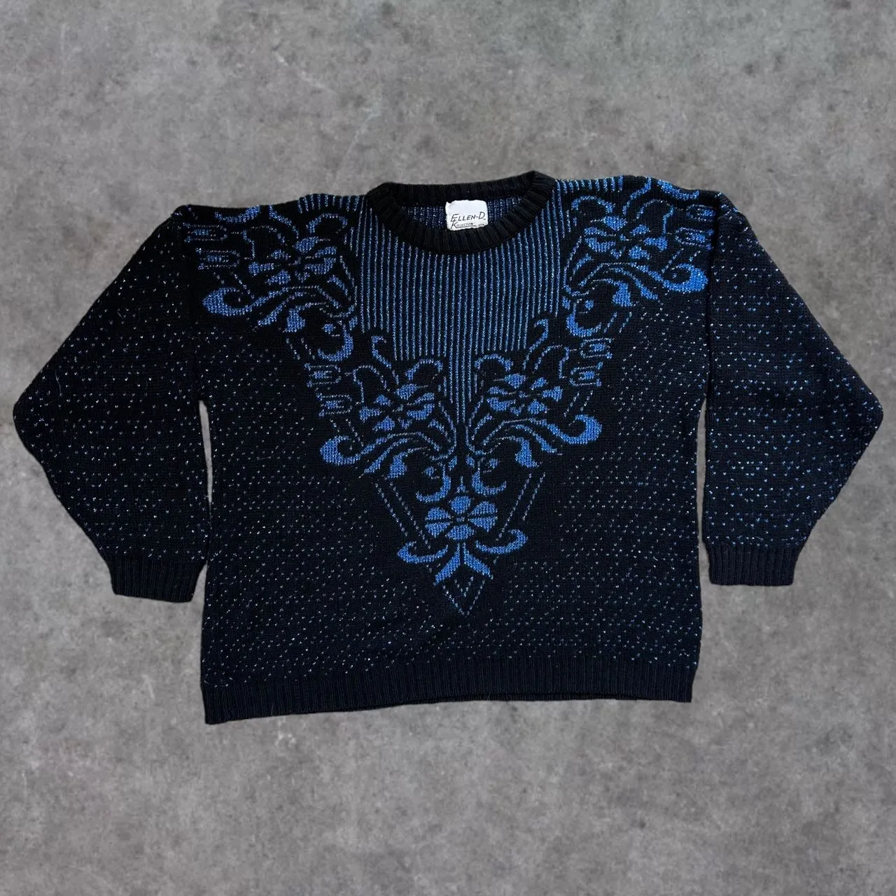 Product image for 90s Blue & Black Sparkly Knit Sweater