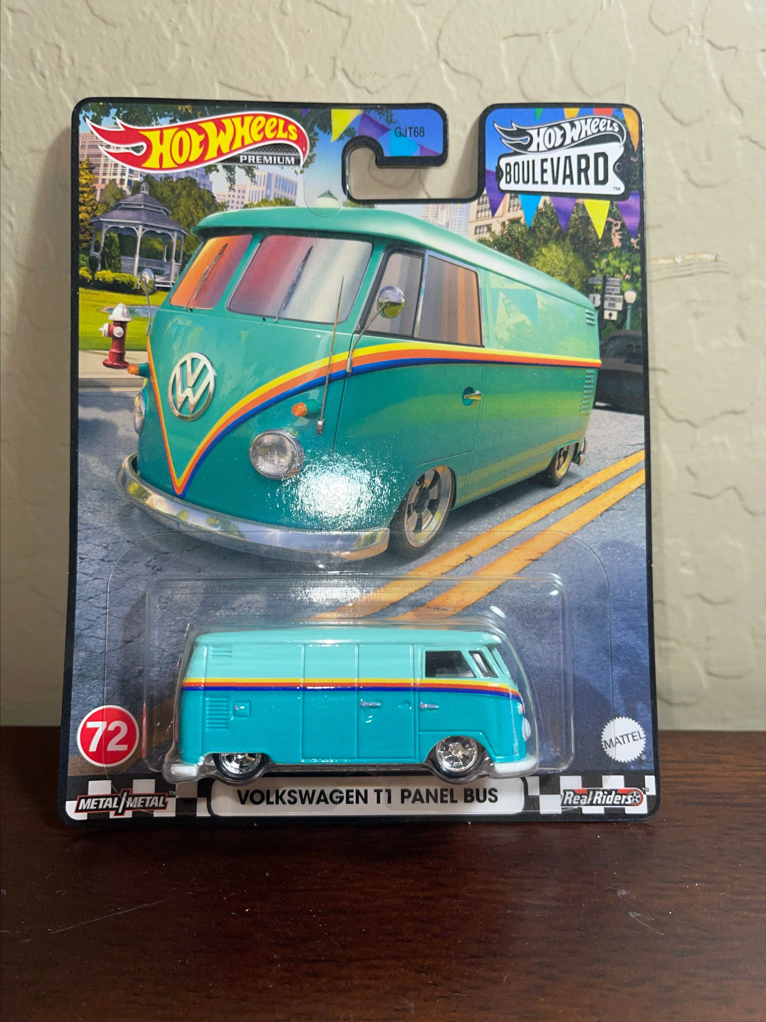 Product image for 2023 Hot Wheels Premium Boulevard Volkswagen T 1 Panel Bus #72 Real Riders