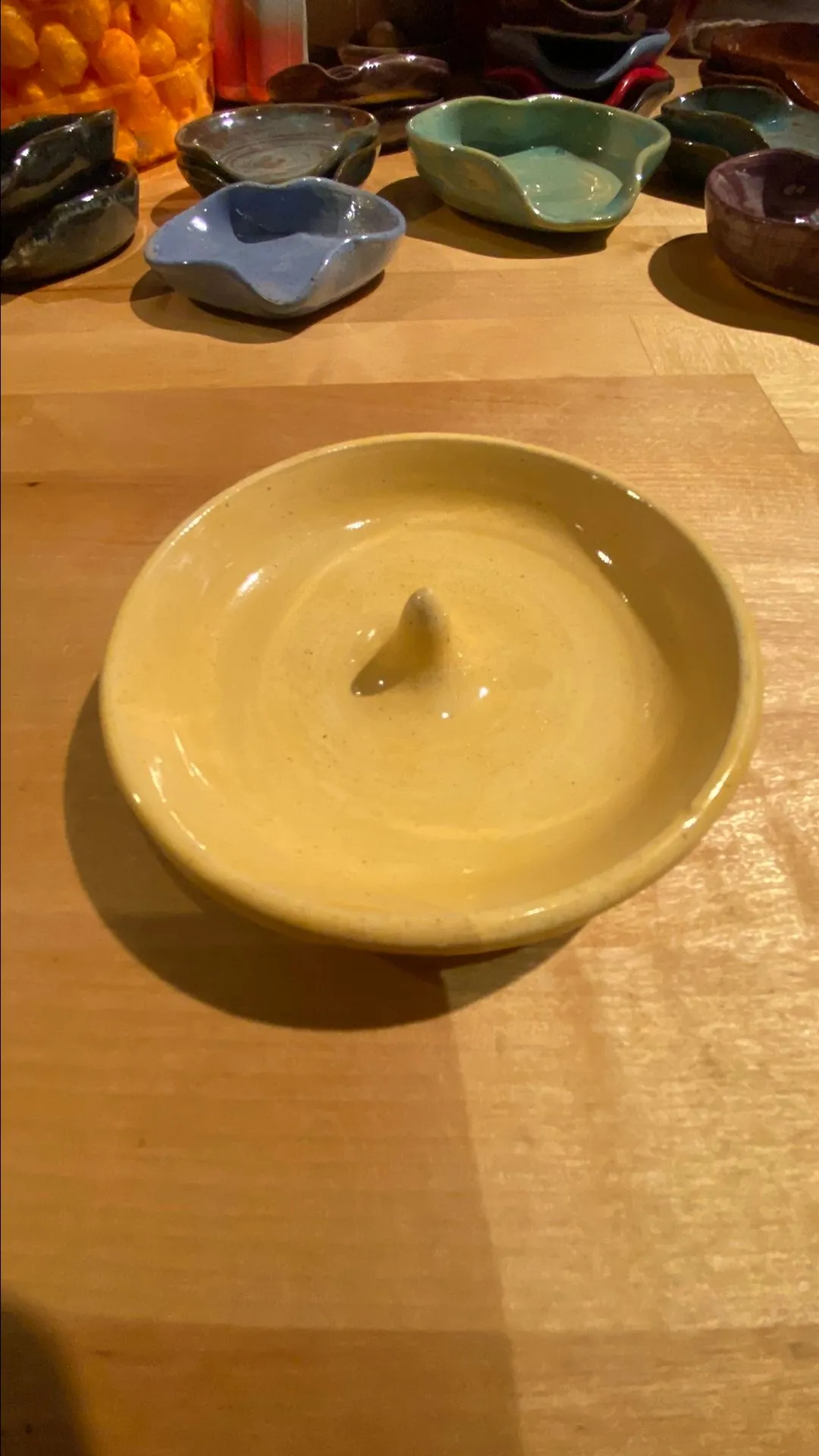 Product image for Round Whatnot Ring Dish Valet Organizer with Spire - Yellow