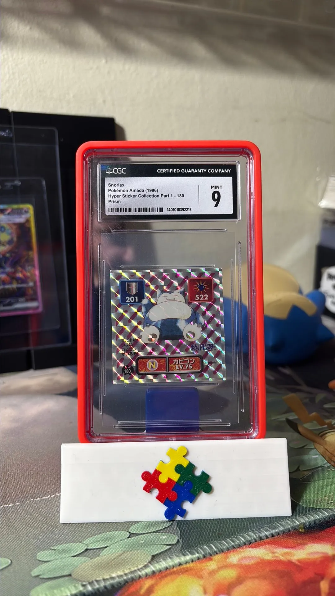Product image for 1996 Snorlax Amada Hyper Sticker 1 Prism 180 CGC Mint 9
