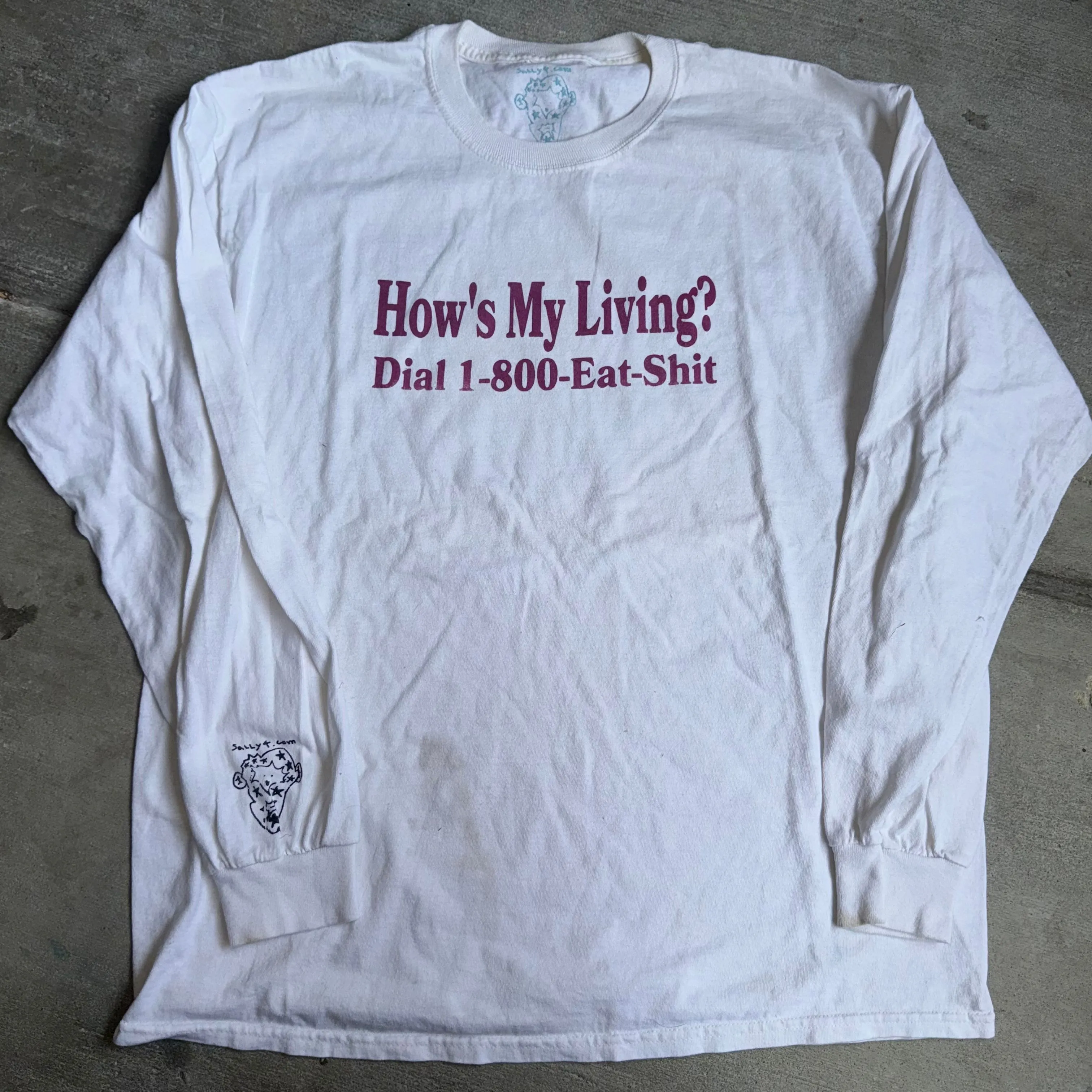 Product image for #249 Funny How's My Living White Graphic Long Sleeve Tee