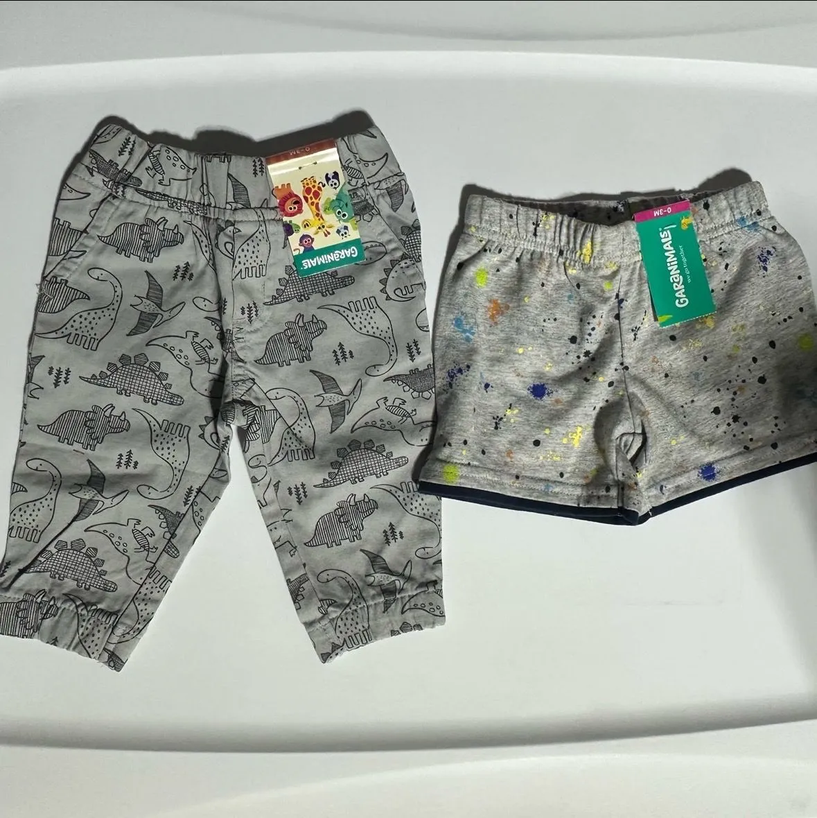 Product image for Baby Boy Size 0-3 Months Garanimals Dinosaur Pants & Paint Splatter Shorts