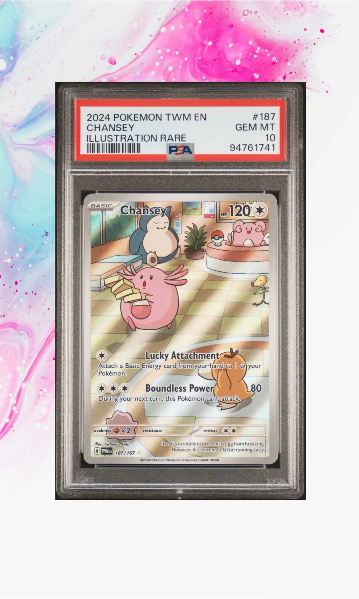 Product image for 2024 Pokemon Twm En-Twilight Masquerade Chansey Illustration Rare PSA GEM MT 10